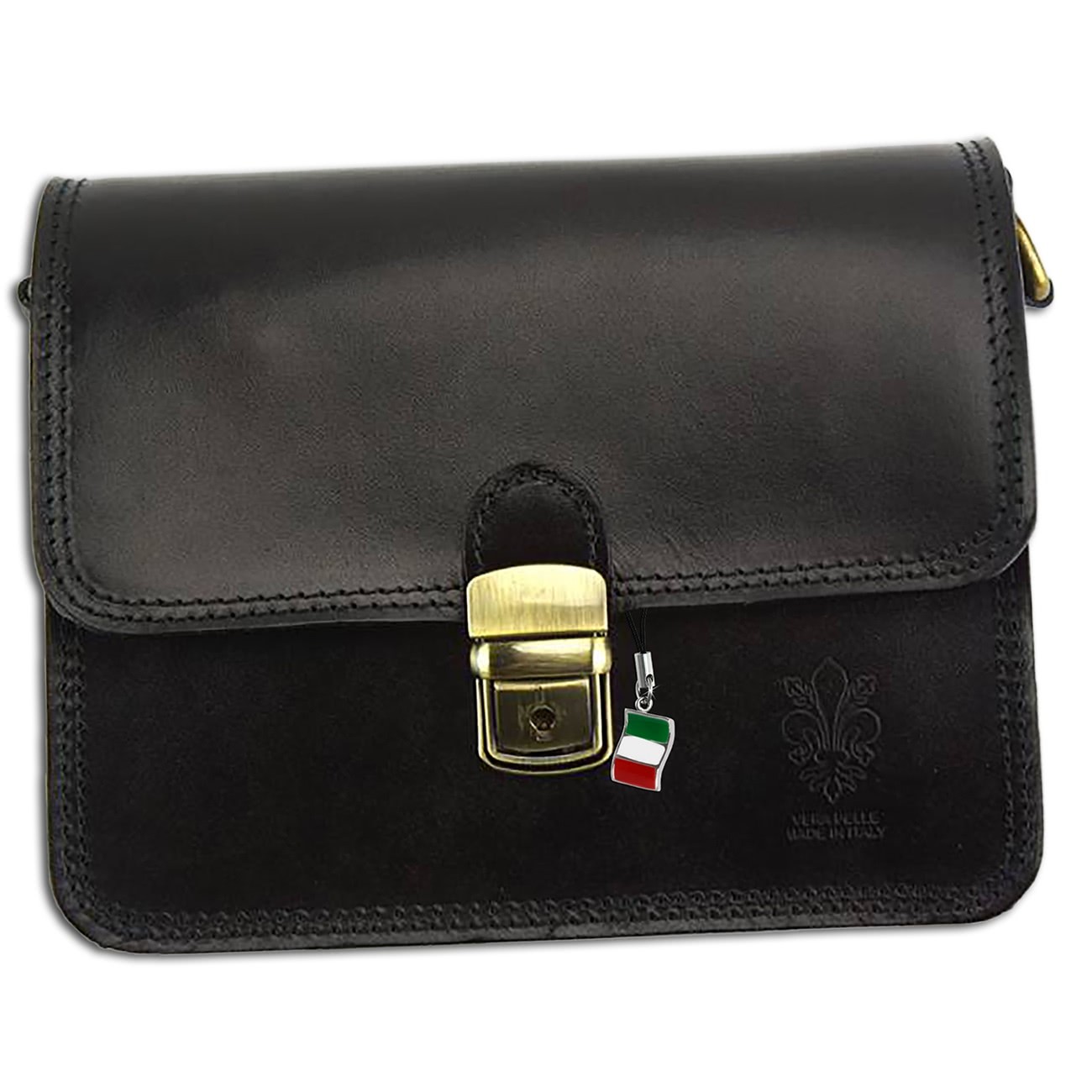 Florence Damen Handtasche Satteltasche Leder schwarz OTF124S