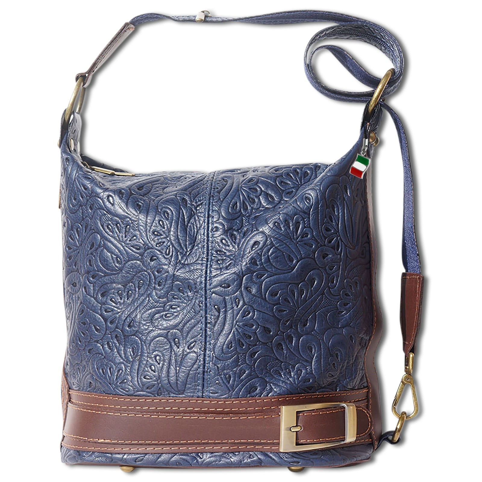 Florence Tasche Rucksack wandelbar Damen Handtasche Leder blau OTF129B