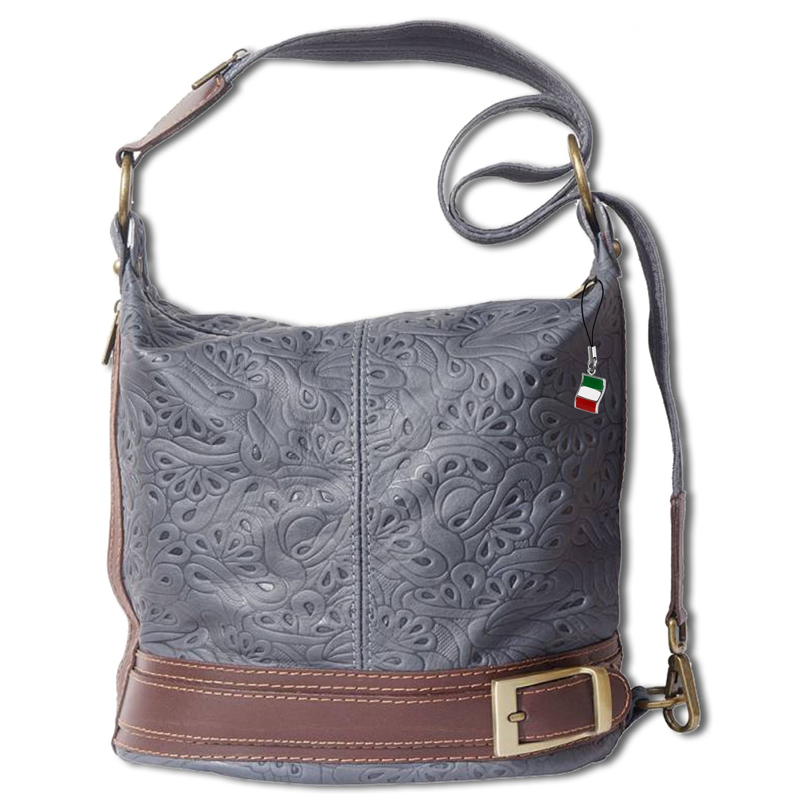 Florence ,Rucksack wandelbar Damen Handtasche Leder grau OTF129K