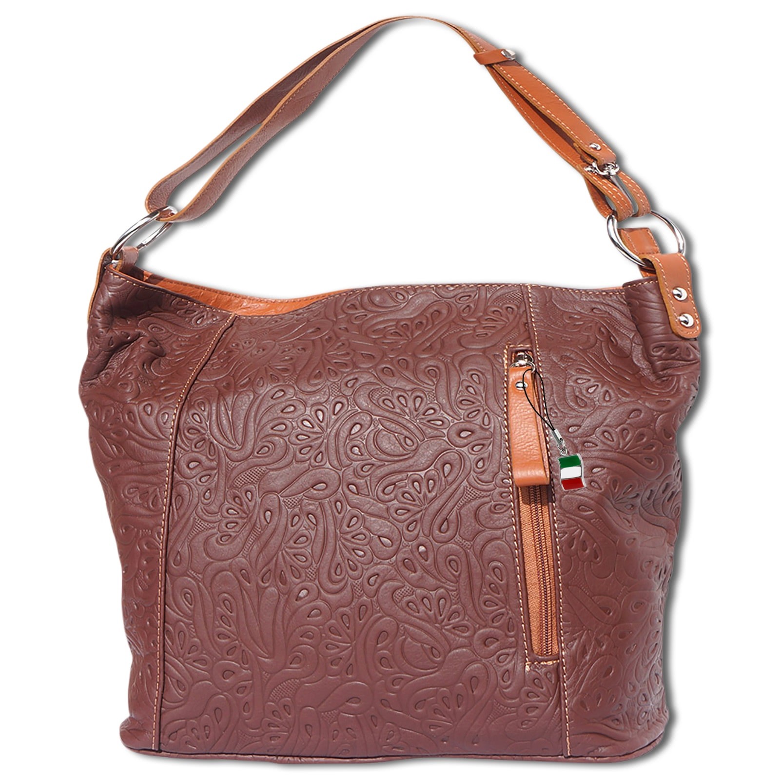 Florence Echtleder Schultertasche Damen braun tan Henkeltasche OTF130N