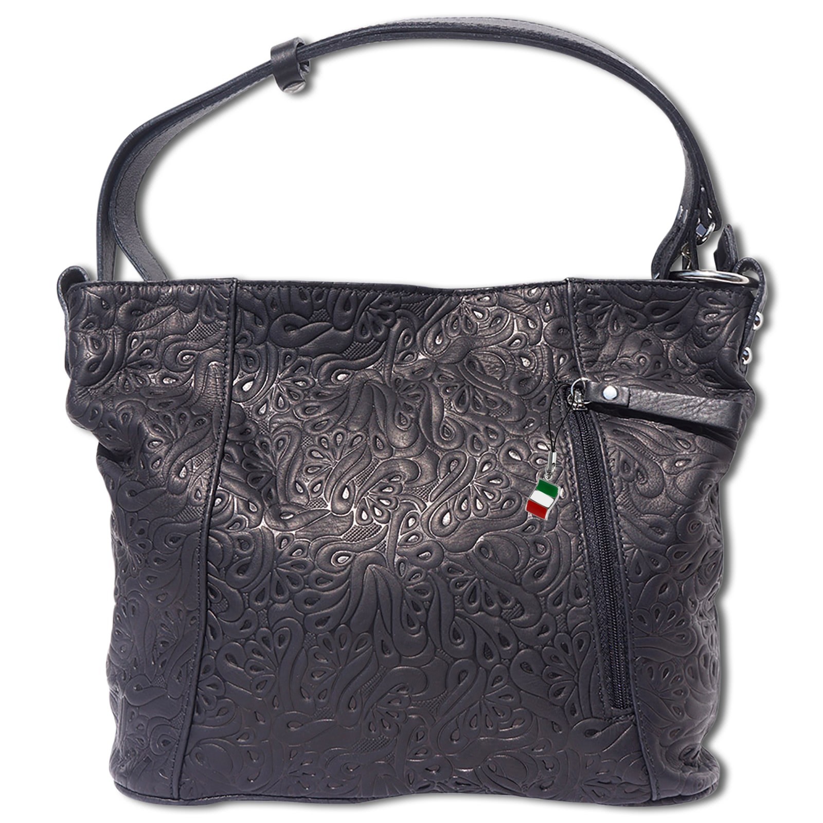 Florence Echtleder Damen schwarz Henkeltasche OTF130S