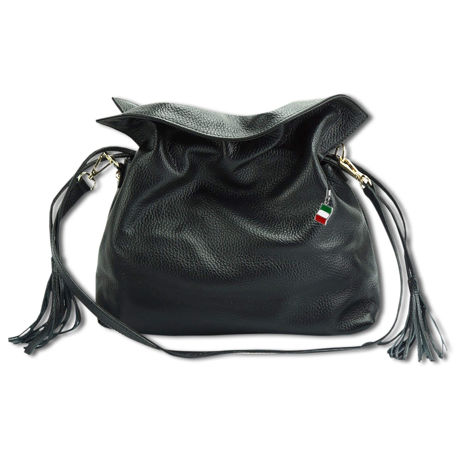 Florence Echtleder Damen Tasche schwarz Beuteltasche OTF131S