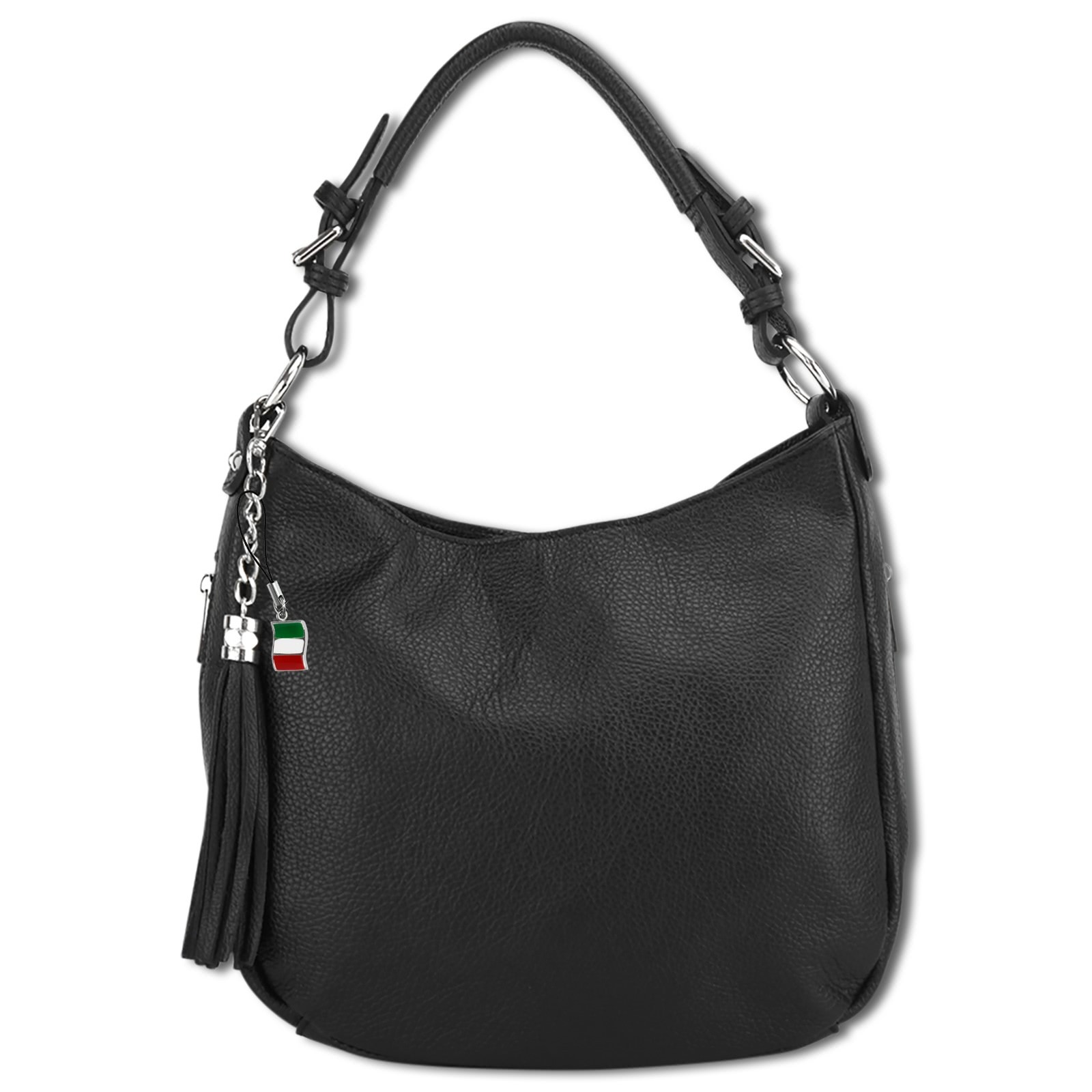 Florence Echtleder Hobo Bag Damen schwarz Schultertasche Umhängetasche OTF134S