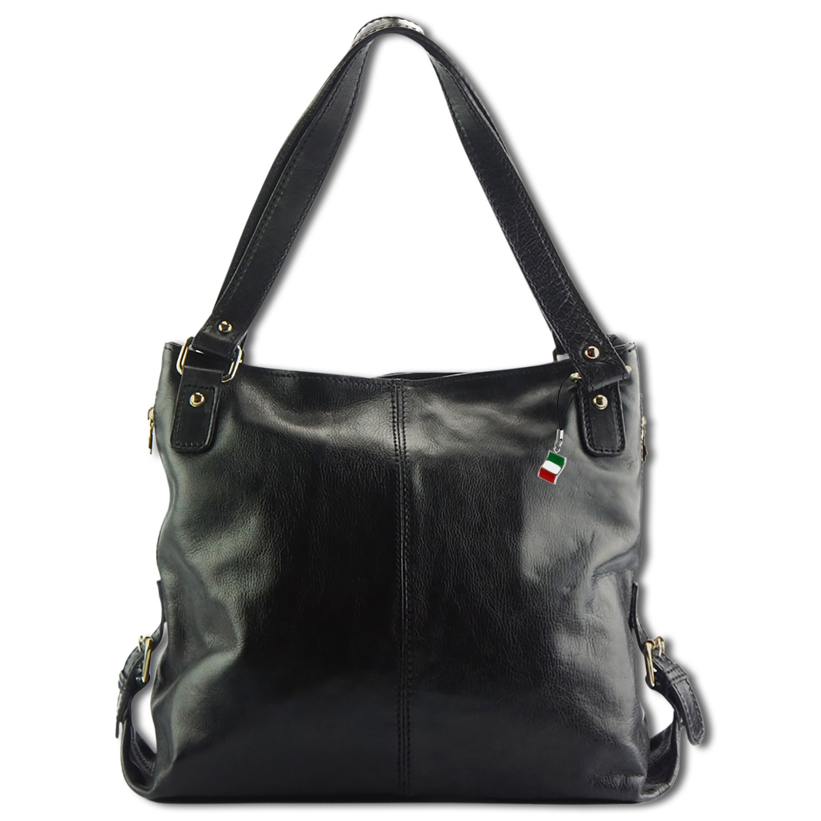 Florence Echtleder Damen schwarz Henkeltasche Shopper OTF136S