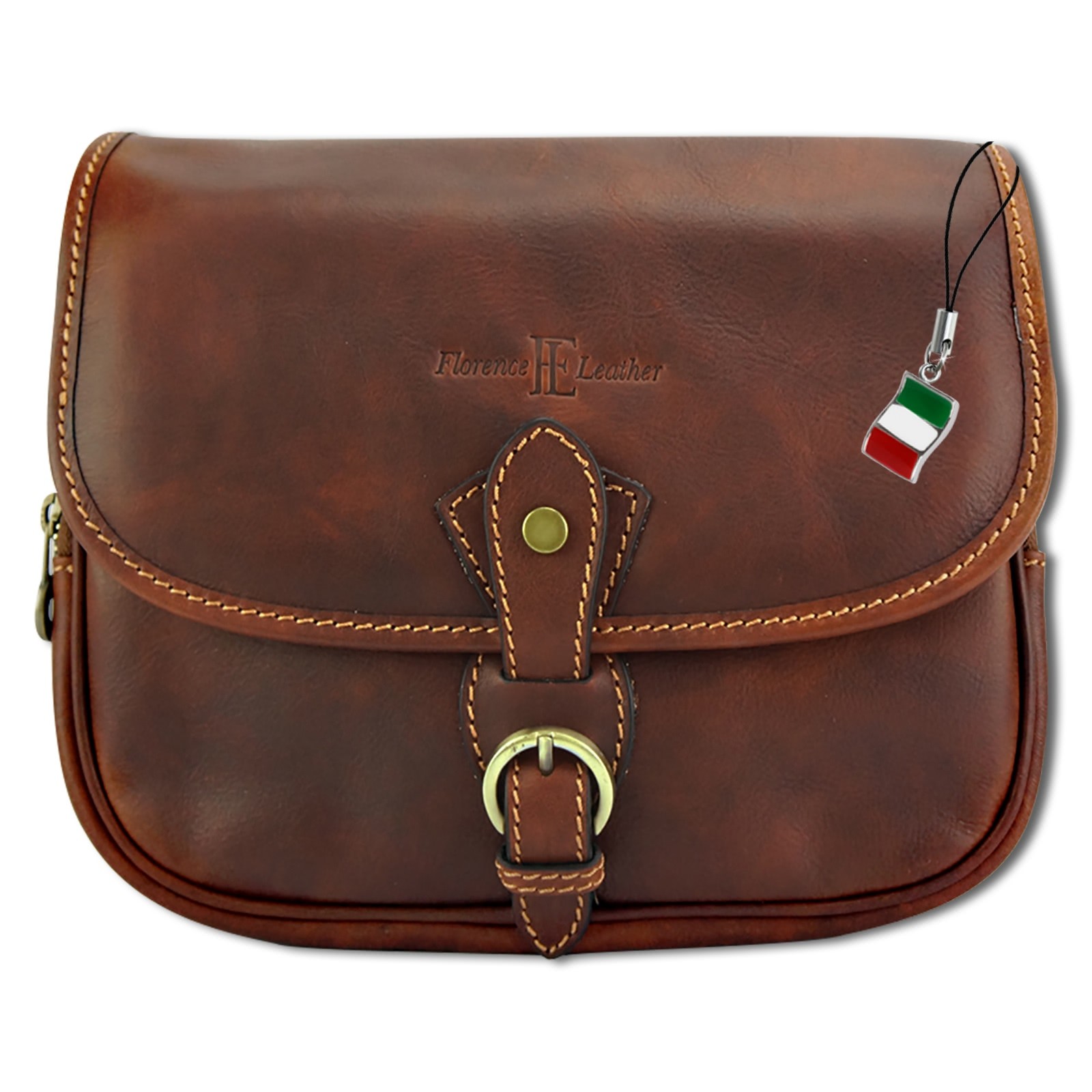 Florence Damen Handtasche Satteltasche Echtleder braun OTF140N