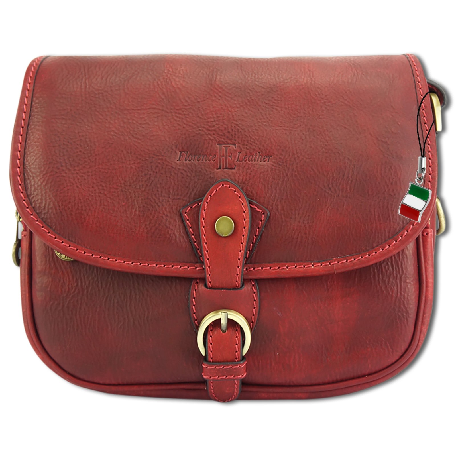 Florence Umhängetasche Damen Handtasche Satteltasche Echtleder rot OTF140R