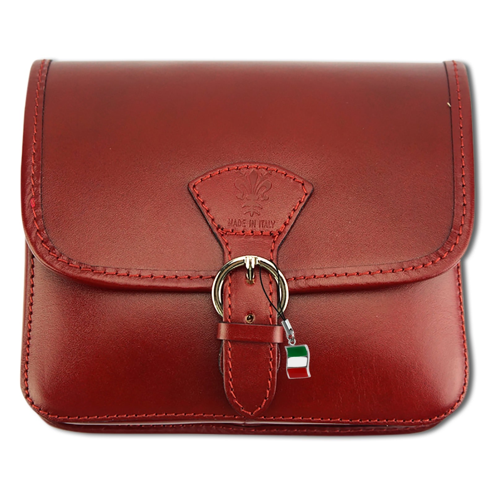 Florence Umhängetasche Damen Handtasche Satteltasche Echtleder rot OTF141R