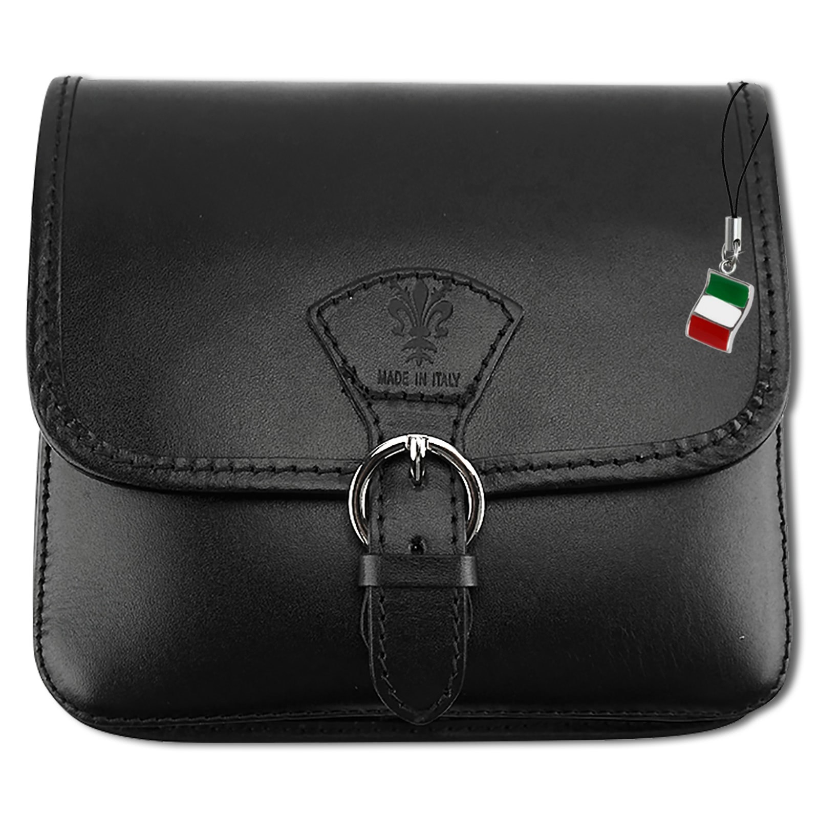 Florence Damen Handtasche Satteltasche Echtleder schwarz OTF141S