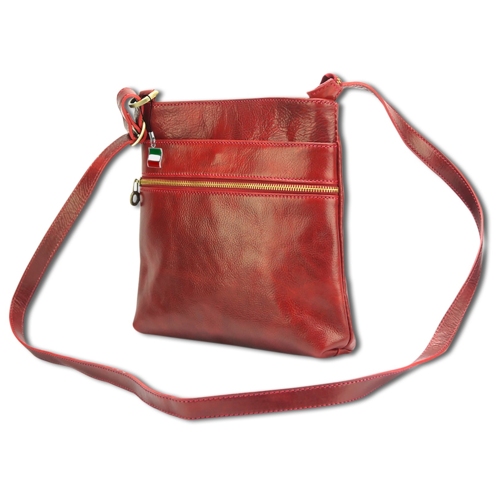 Florence Umhängetasche Damen Handtasche Schultertasche Echtleder rot OTF145R