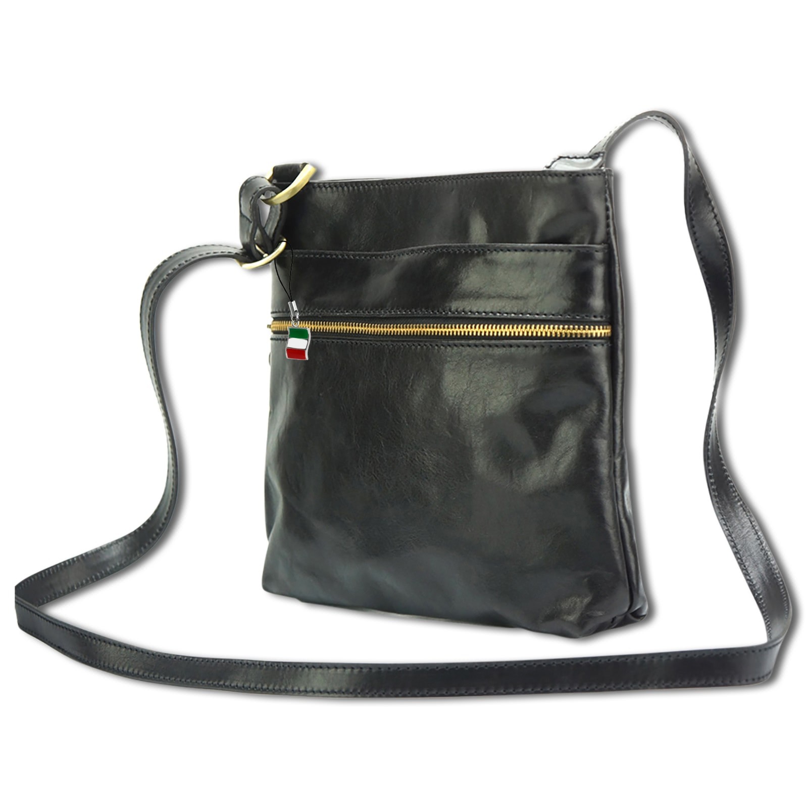 Florence Umhängetasche Damen Handtasche Schultertasche Echtleder schwarz OTF145S