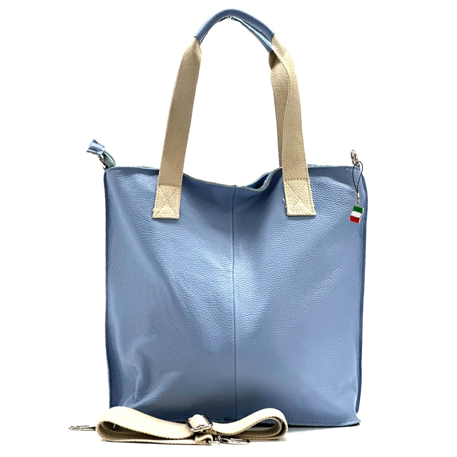 Florence Echtleder Umhängetasche Damen hellblau Shopper Schultertasche OTF161H