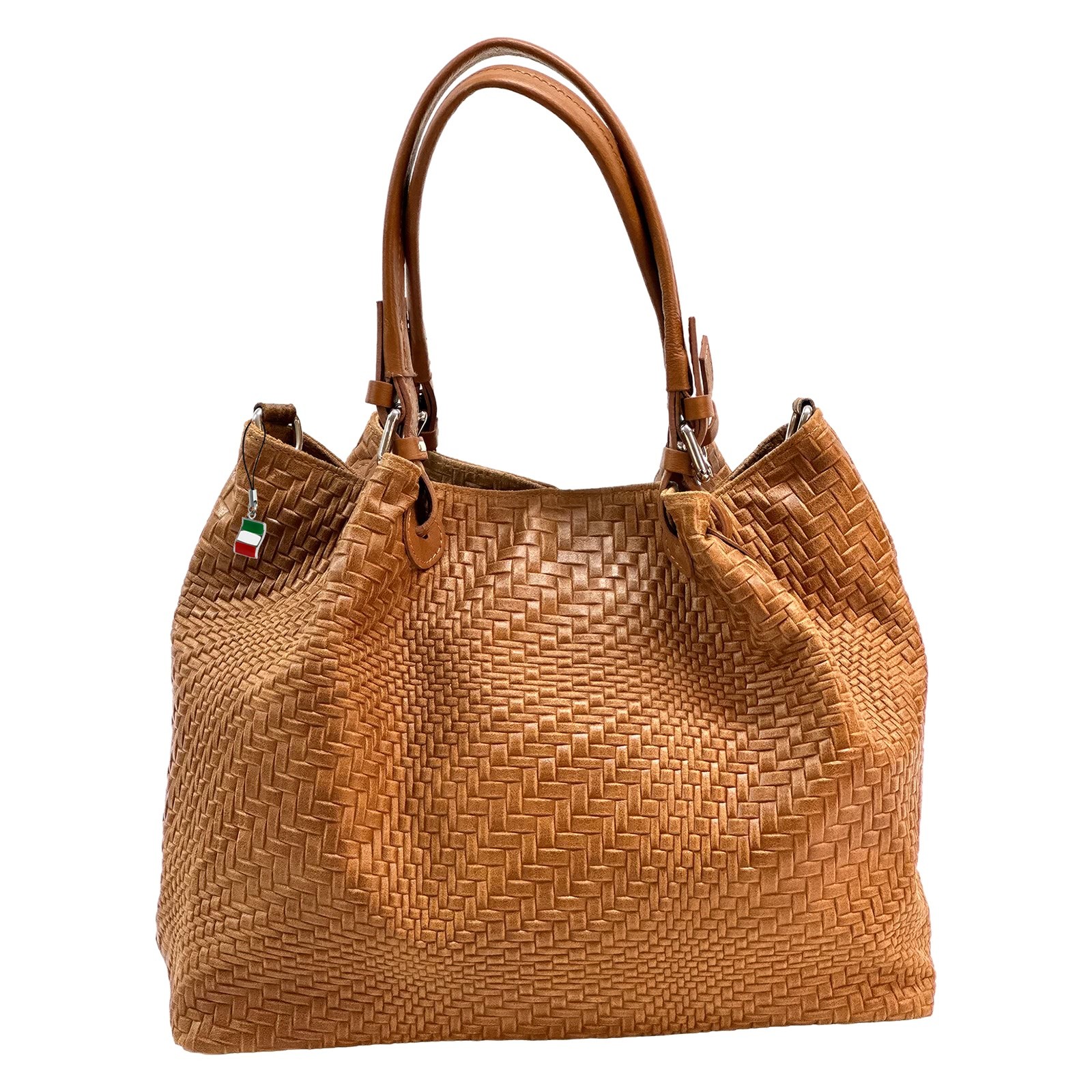 Florence Damen Handtasche Echtleder braun Flechtmuster OTF163C