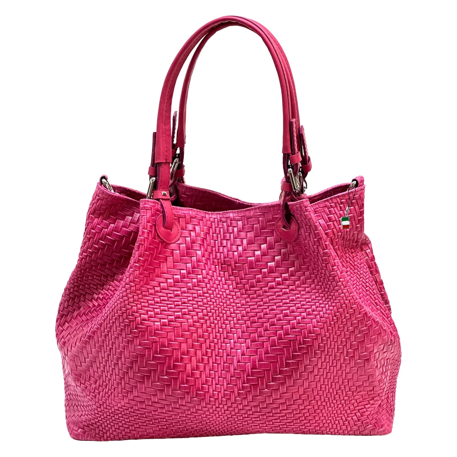 Florence Damen Handtasche Echtleder fuchsia Flechtmuster OTF163P