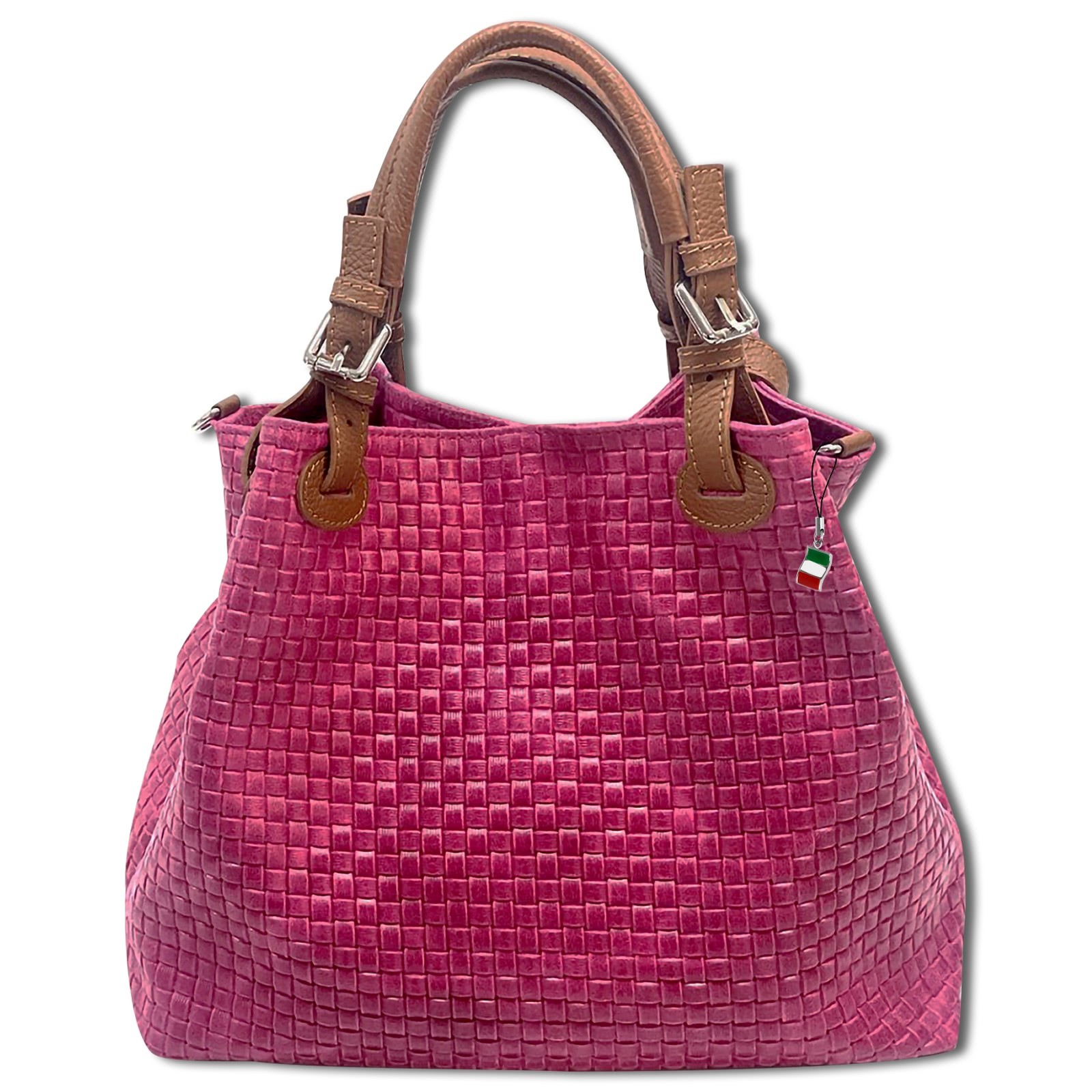 Florence Damen Handtasche Echtleder pink Flechtmuster OTF164P