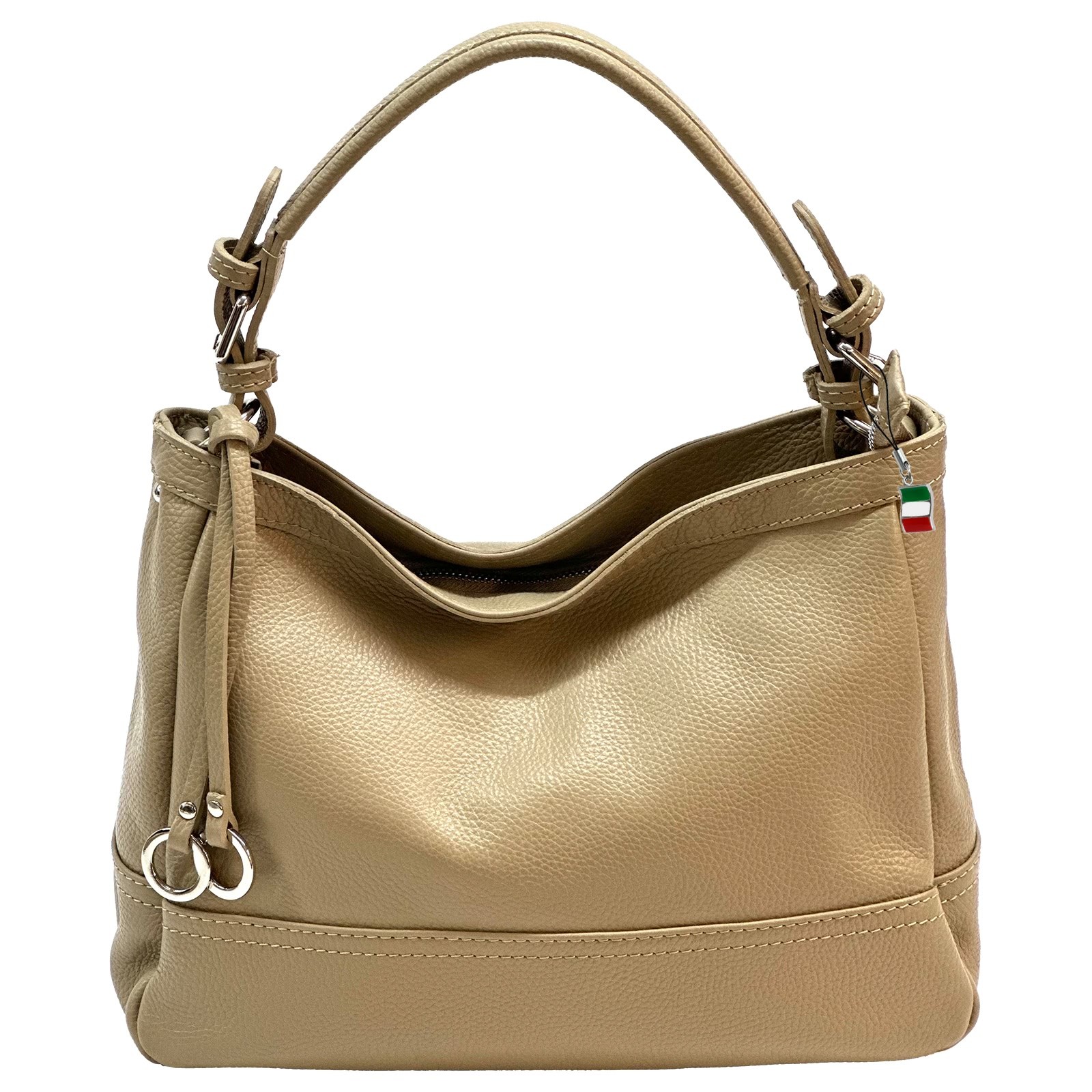 Florence Damen Schultertasche Hobo Bag Leder Tasche dunkelbeige/taupe OTF176I5
