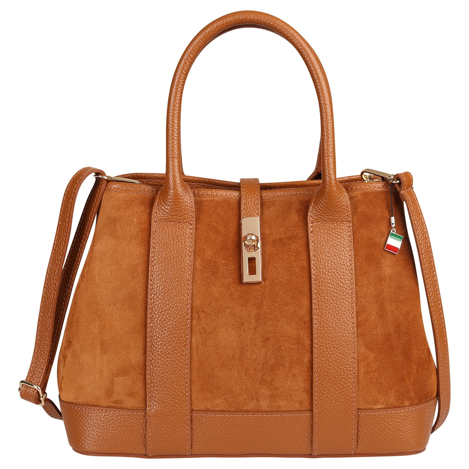Florence Damen Leder Schultertasche Wildleder Tasche tan hellbraun OTF186C5