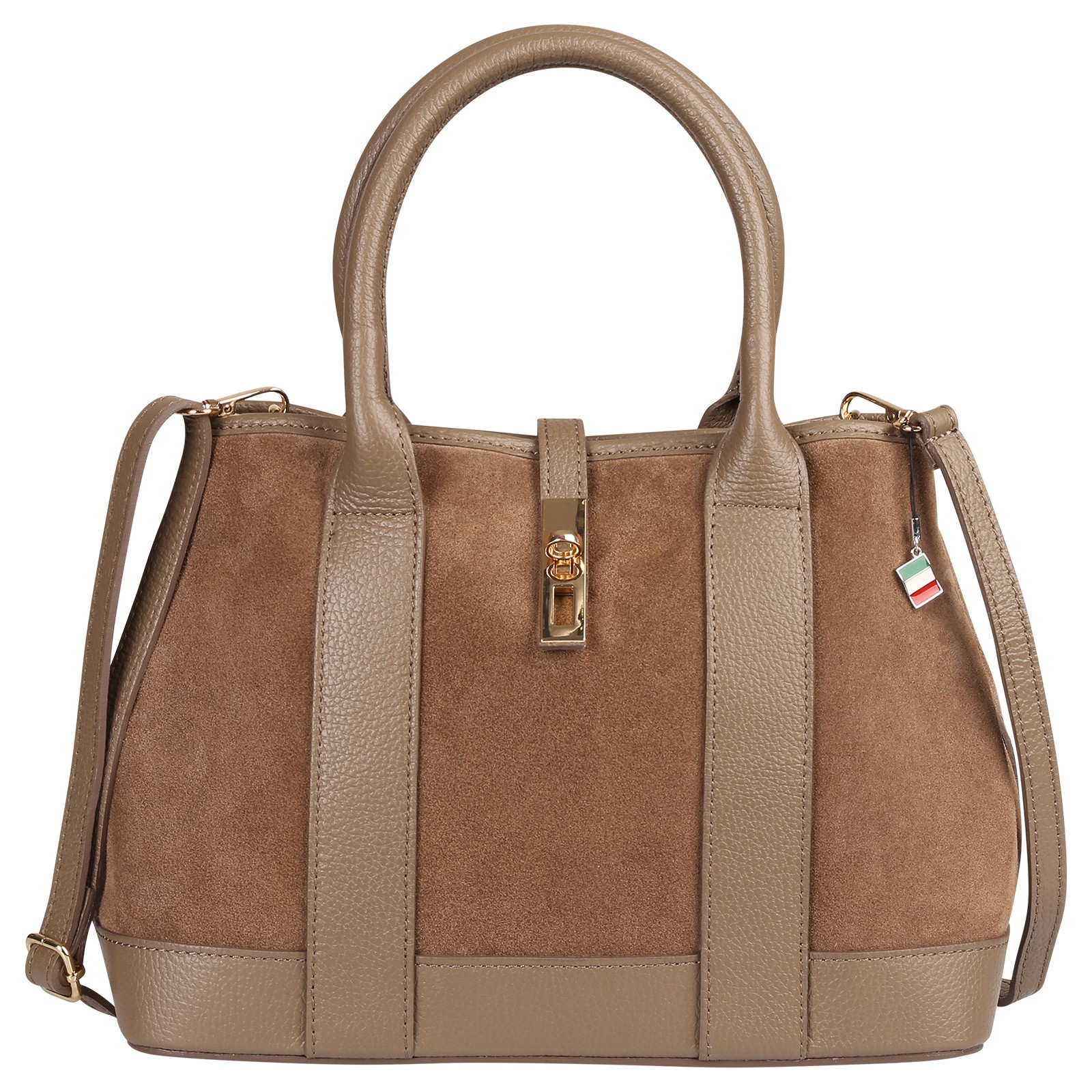 Florence Damen Leder Schultertasche Wildleder Tasche taupe OTF186I6