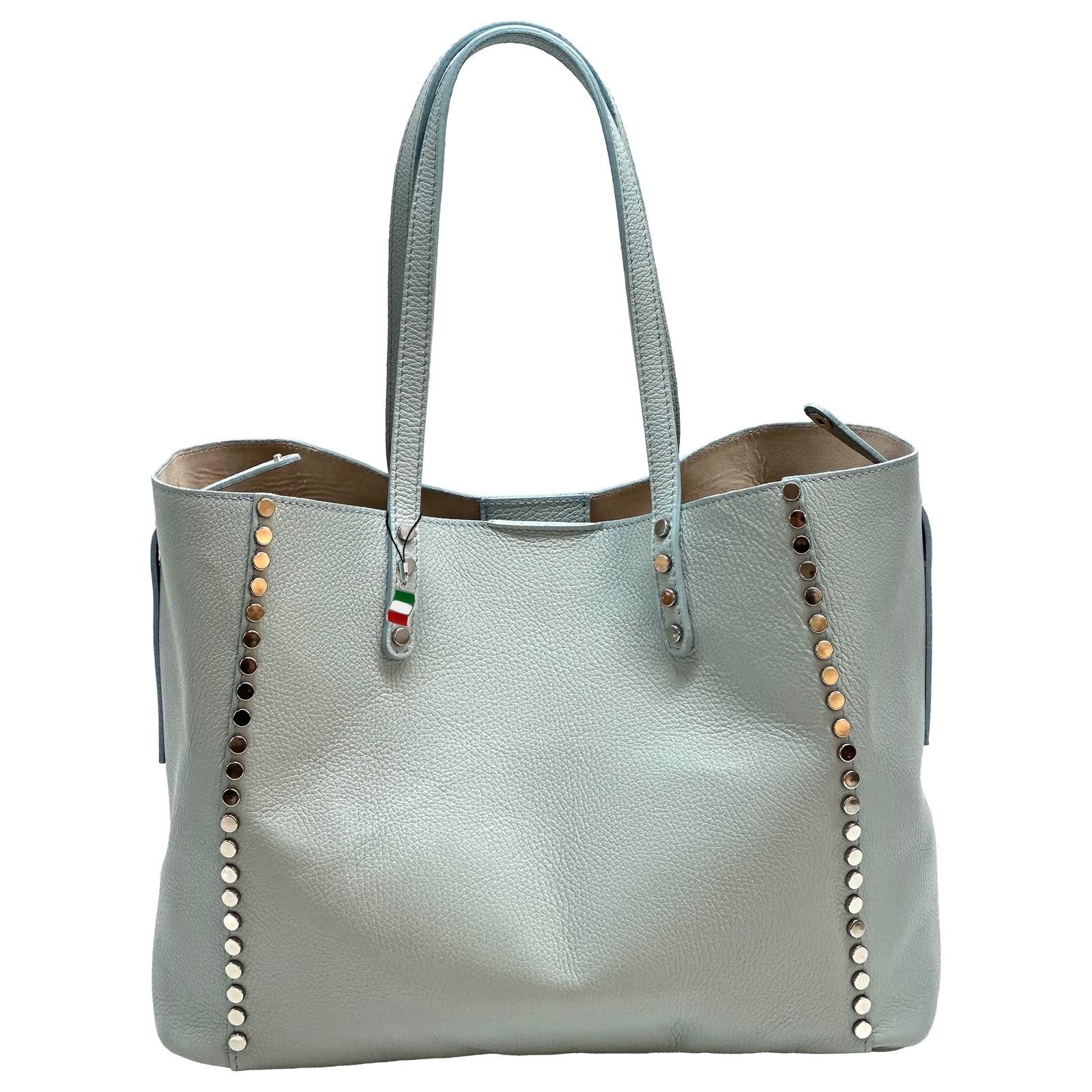 Florence Damen Schultertasche Leder Tote Bag Tasche hellblau OTF198H1