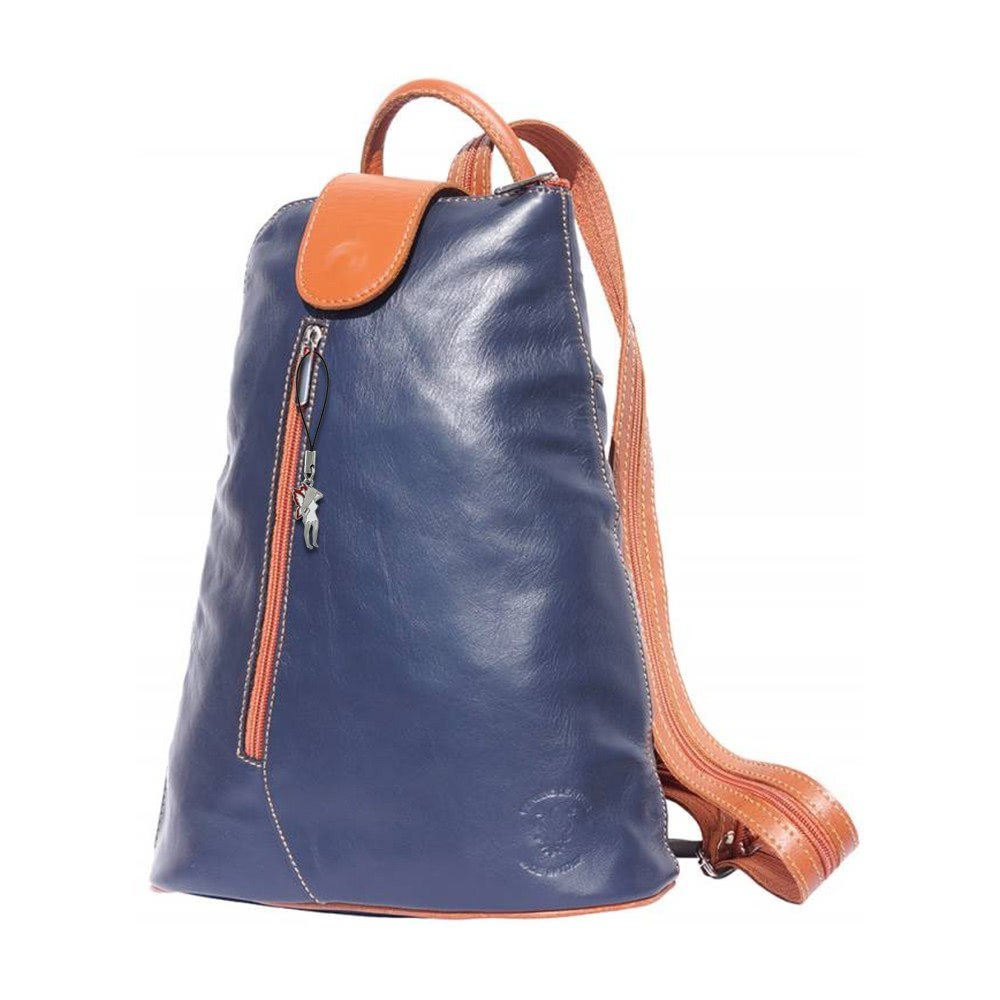 Florence Rucksack Schultertasche Leder blau braun Damen Rucksacktasche OTF601B