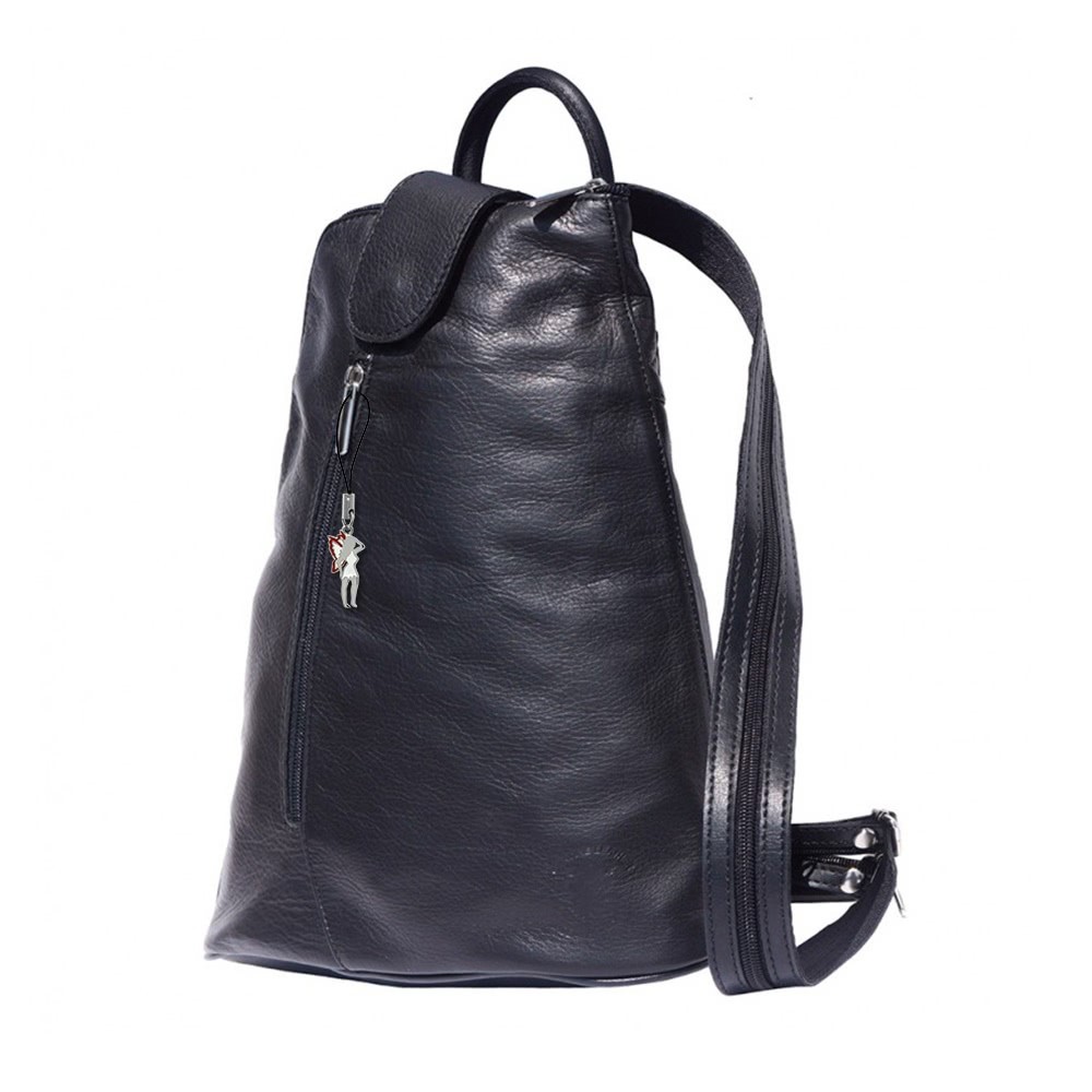 Florence Echtleder Damen Rucksack Handtasche schwarz Rucksacktasche OTF601F