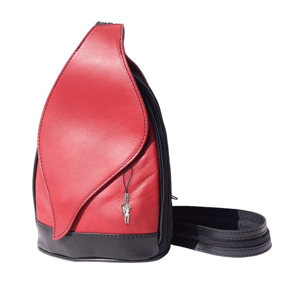 Florence Rucksack, Echtleder rot-schwarz Damenhandtasche OTF602R