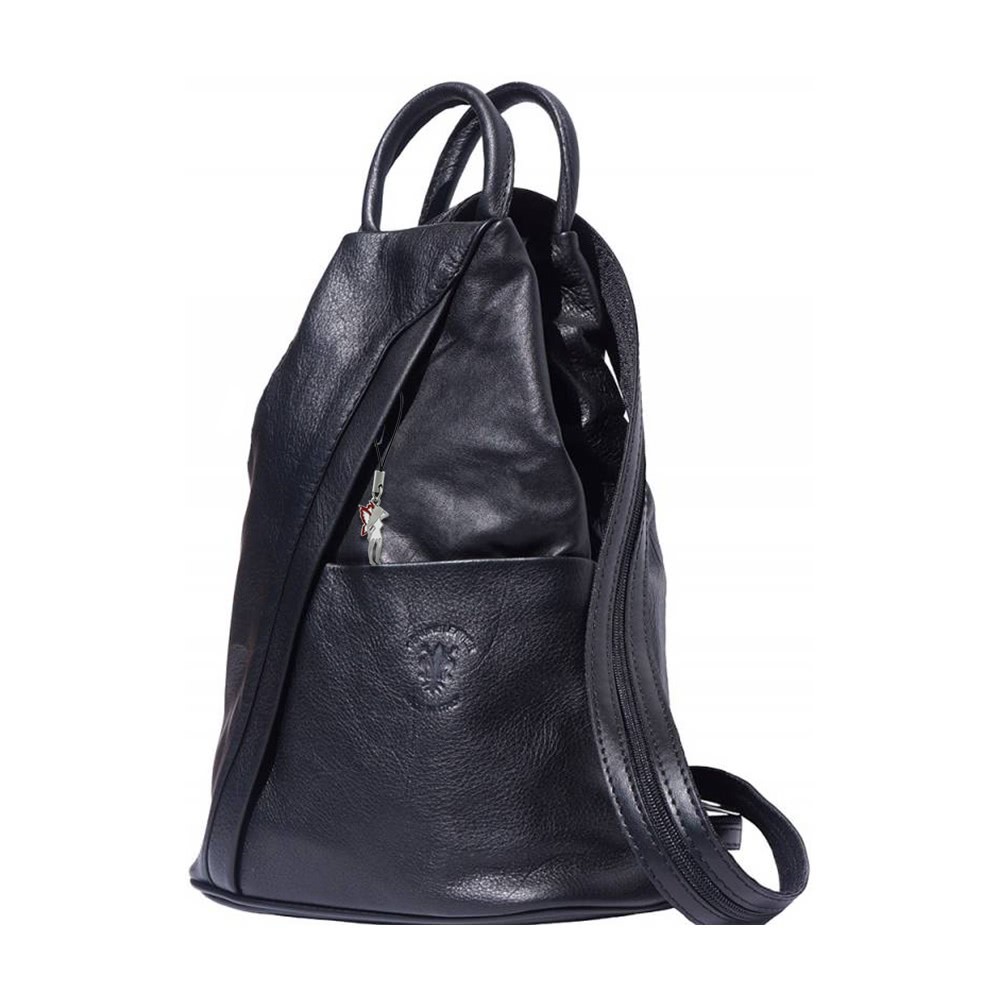 Florence Rucksack Schultertasche Echtleder schwarz Damen Rucksacktasche OTF604S