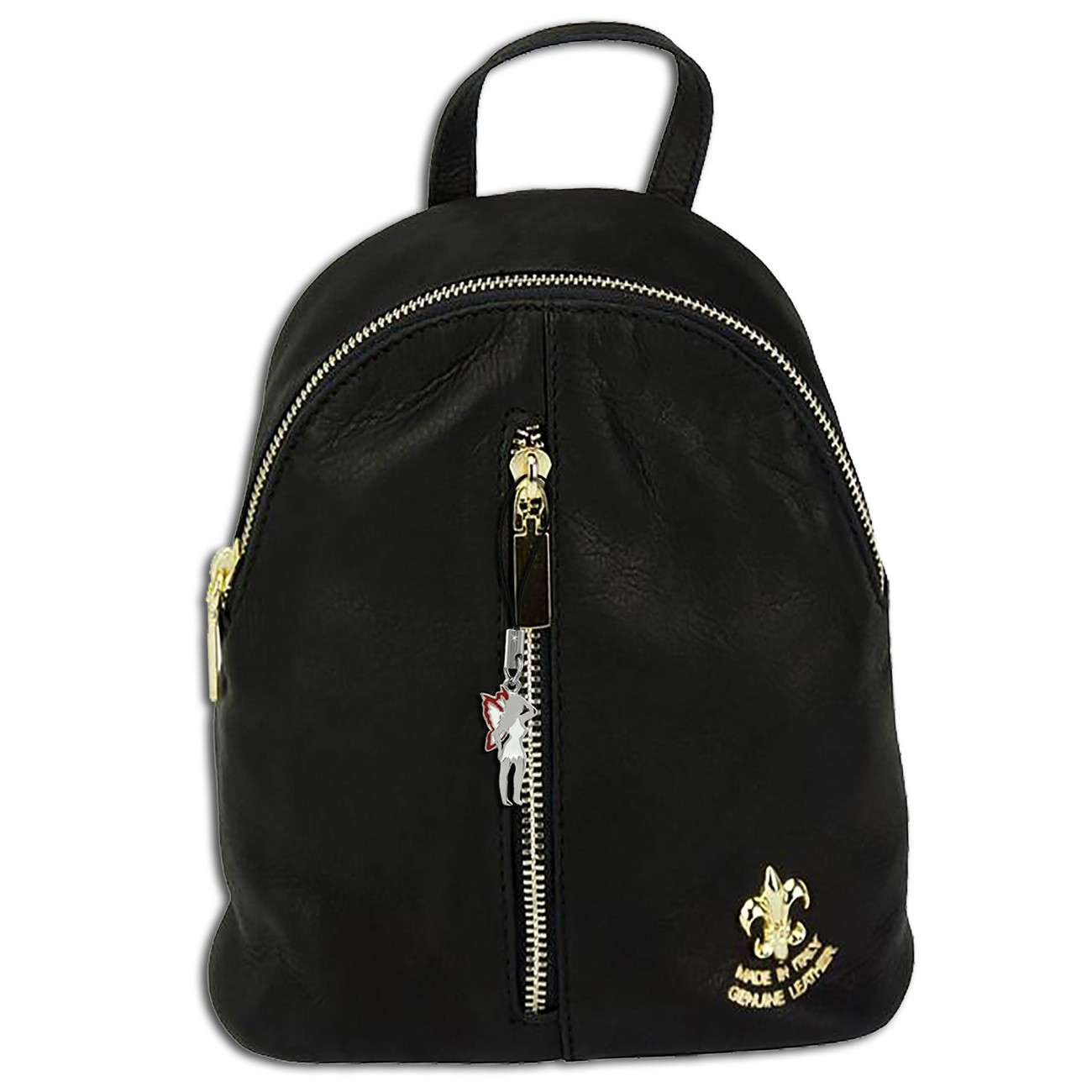Florence 2in1 Echtleder Rucksack Damen schwarz gold klein OTF606S