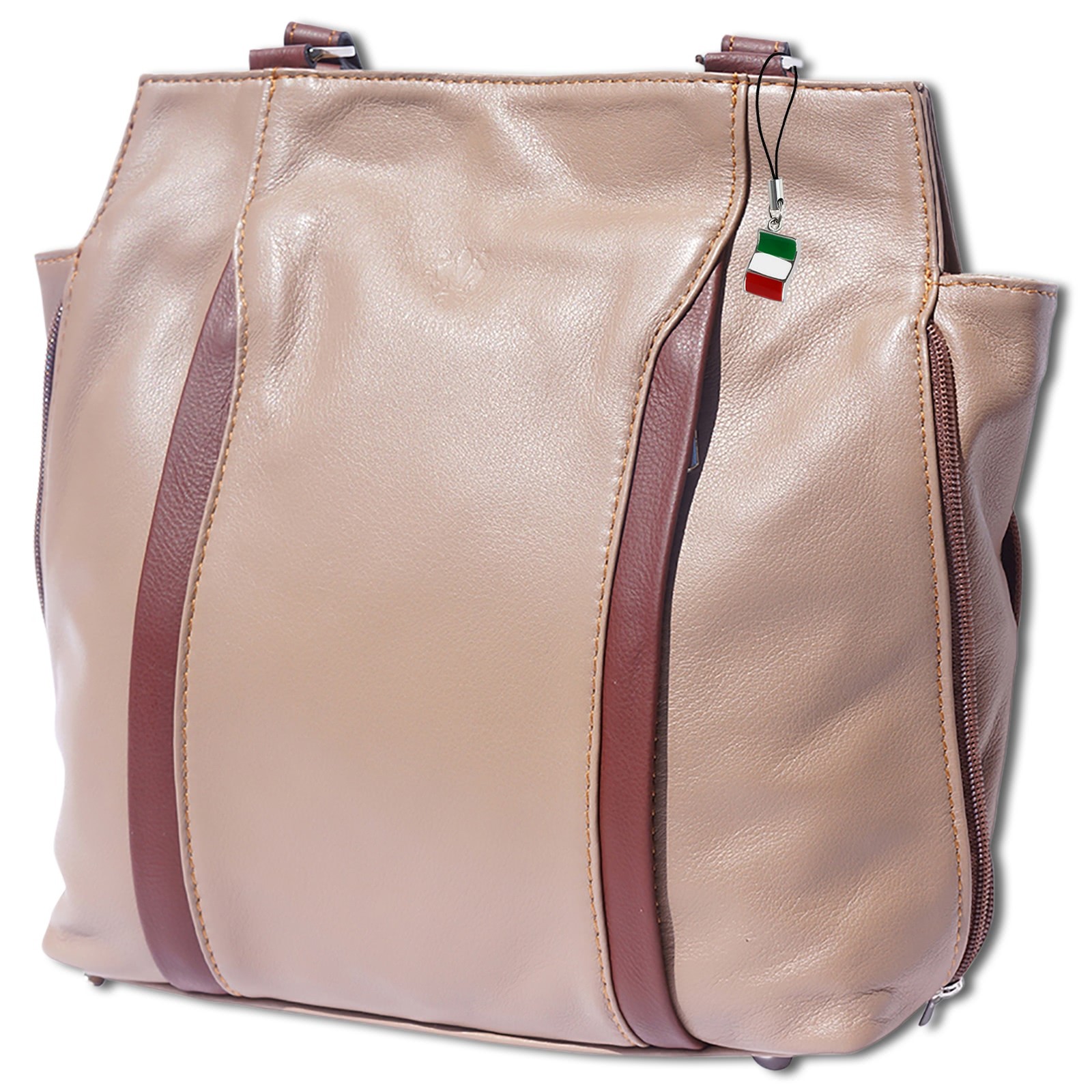 Florence 2in1 Rucksack Rindsleder wandelbar taupe braun OTF608C