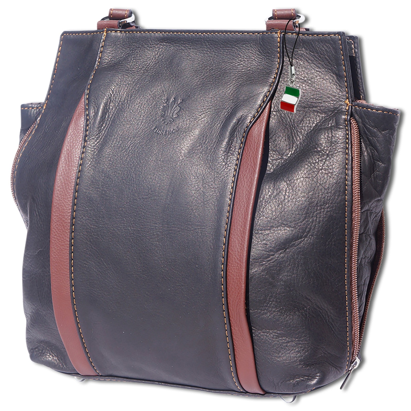 Florence 2in1 Rucksack Rindsleder wandelbar schwarz braun OTF608F