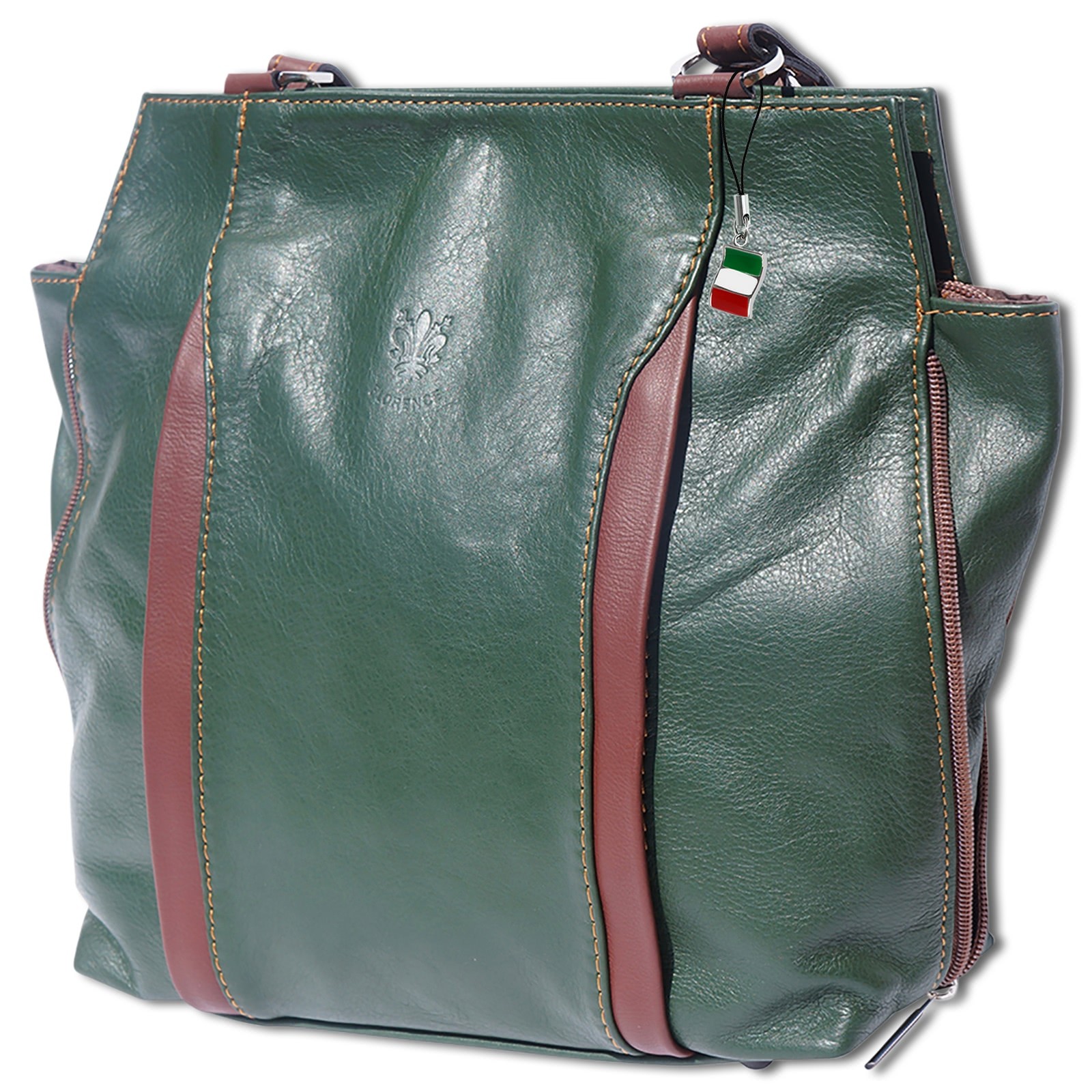 Florence 2in1 Rucksack Rindsleder wandelbar grün braun OTF608G