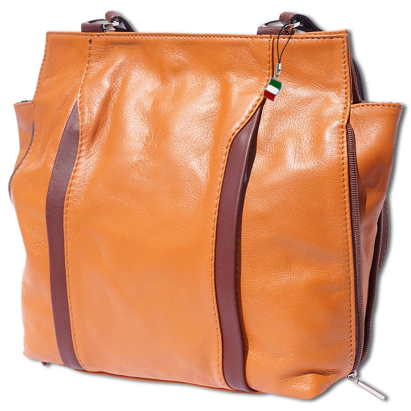 Florence 2in1 Rucksack Rindsleder wandelbar tan braun OTF608O