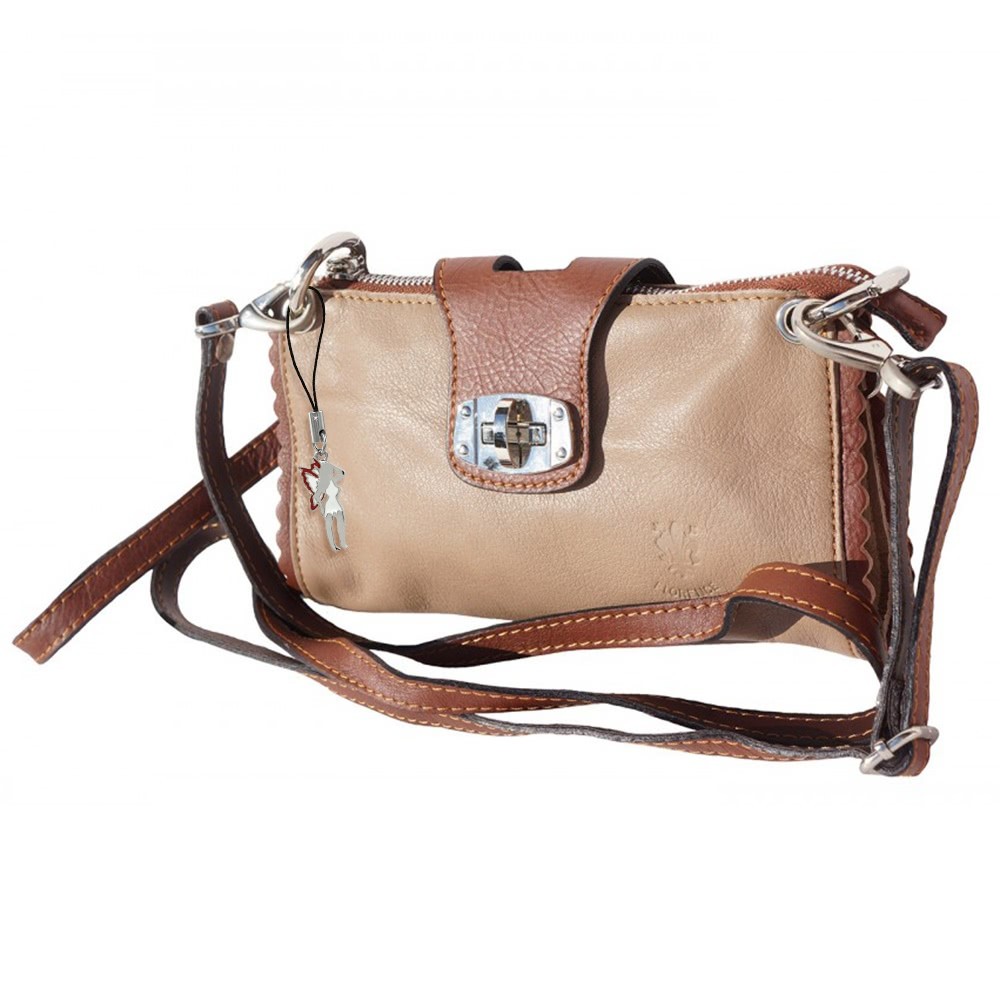 Florence 2in1 Abendtasche Clutch Wristlet Echtleder braun OTF801C