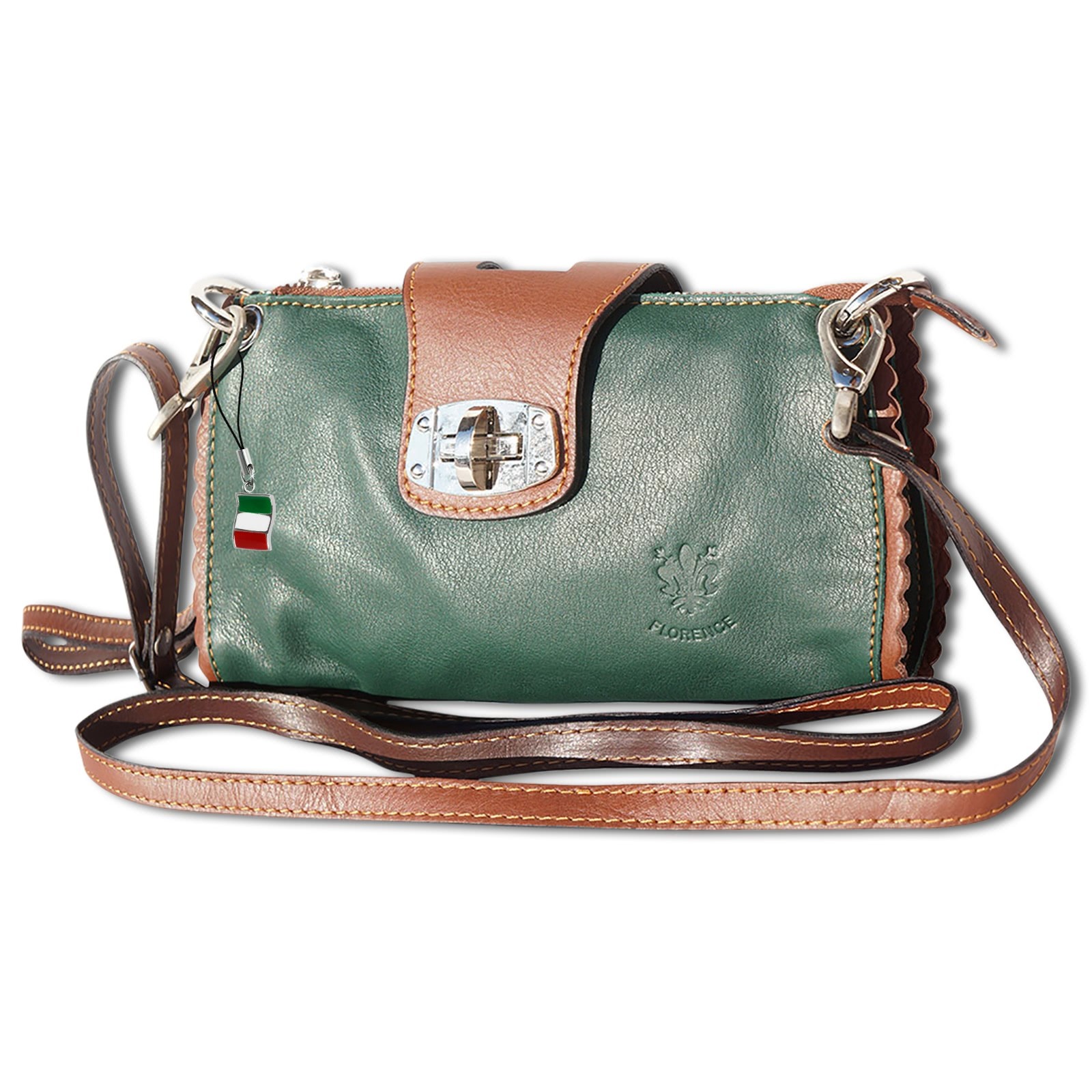 Florence 2in1 Abendtasche Clutch Wristlet Echtleder grün OTF801G