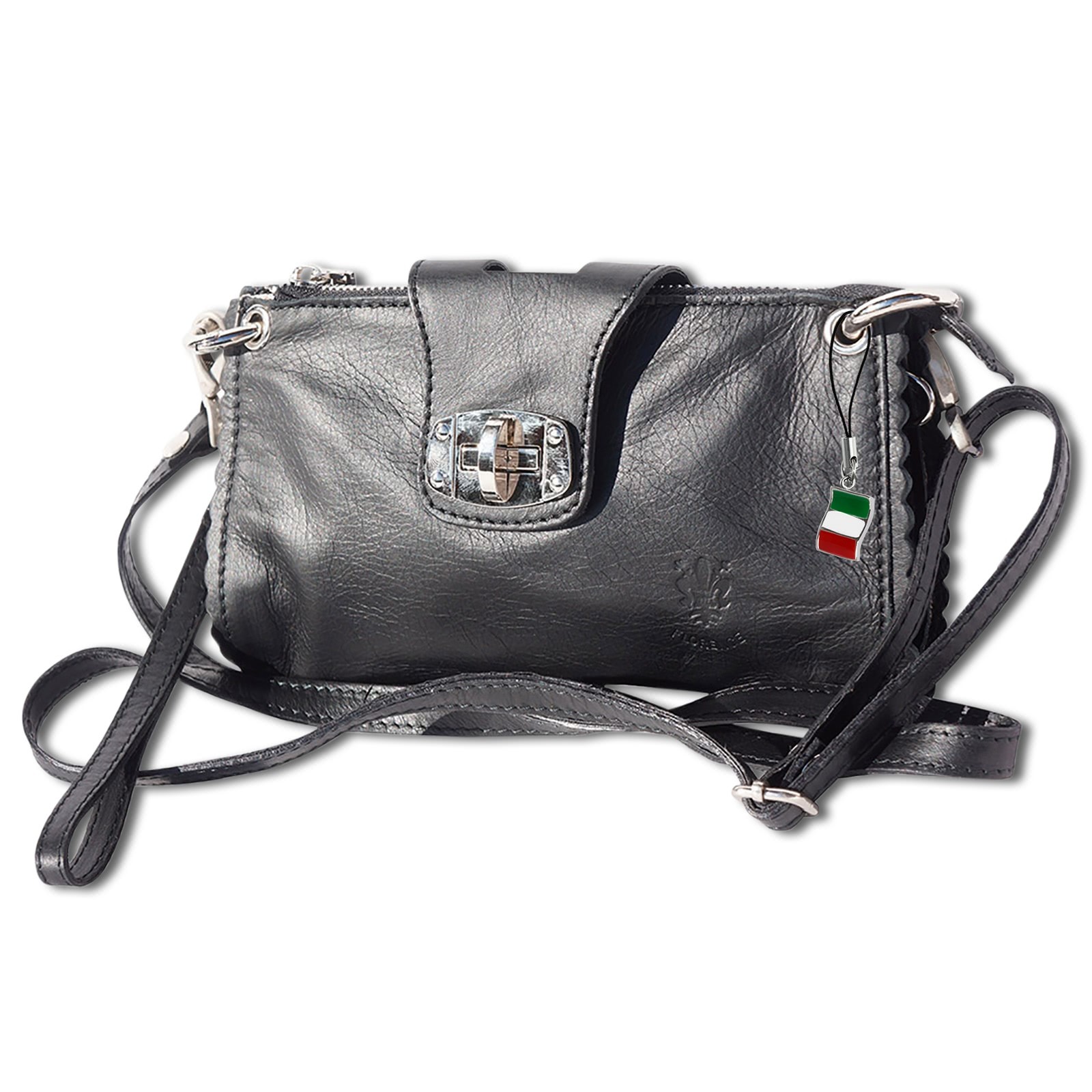Florence 2in1 Tasche Clutch Wristlet Echtleder schwarz OTF801S