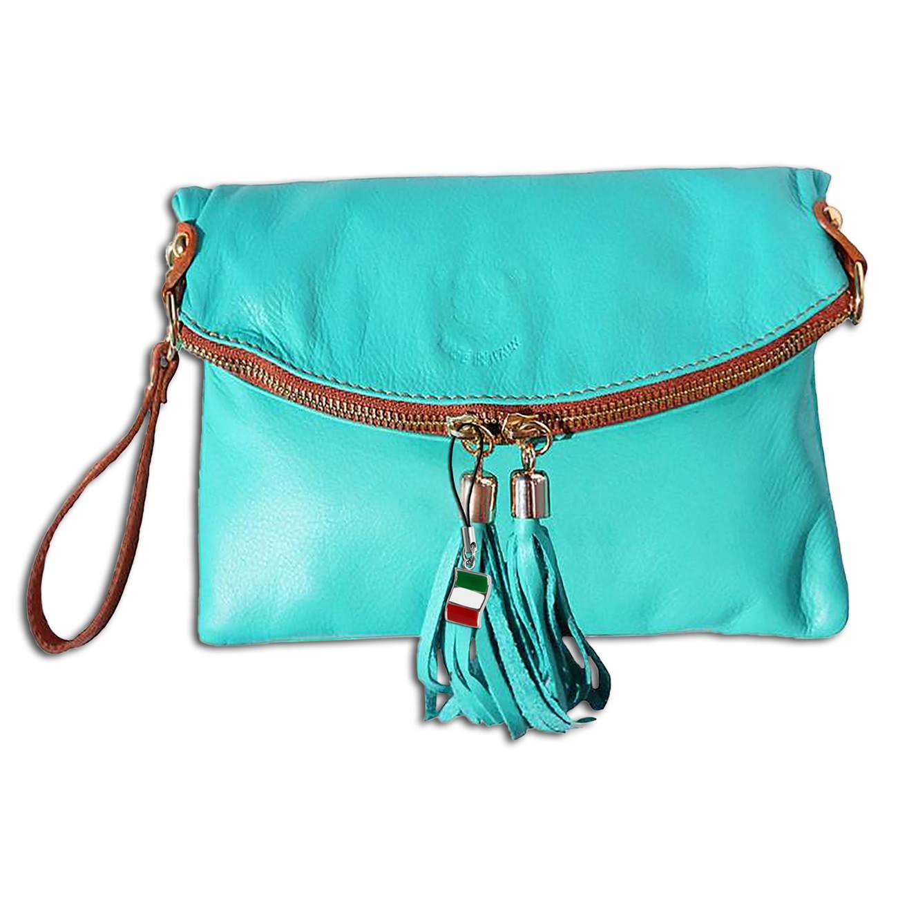 Florence 3in1 Clutch Damen Tasche Wristlet Leder türkis OTF802T