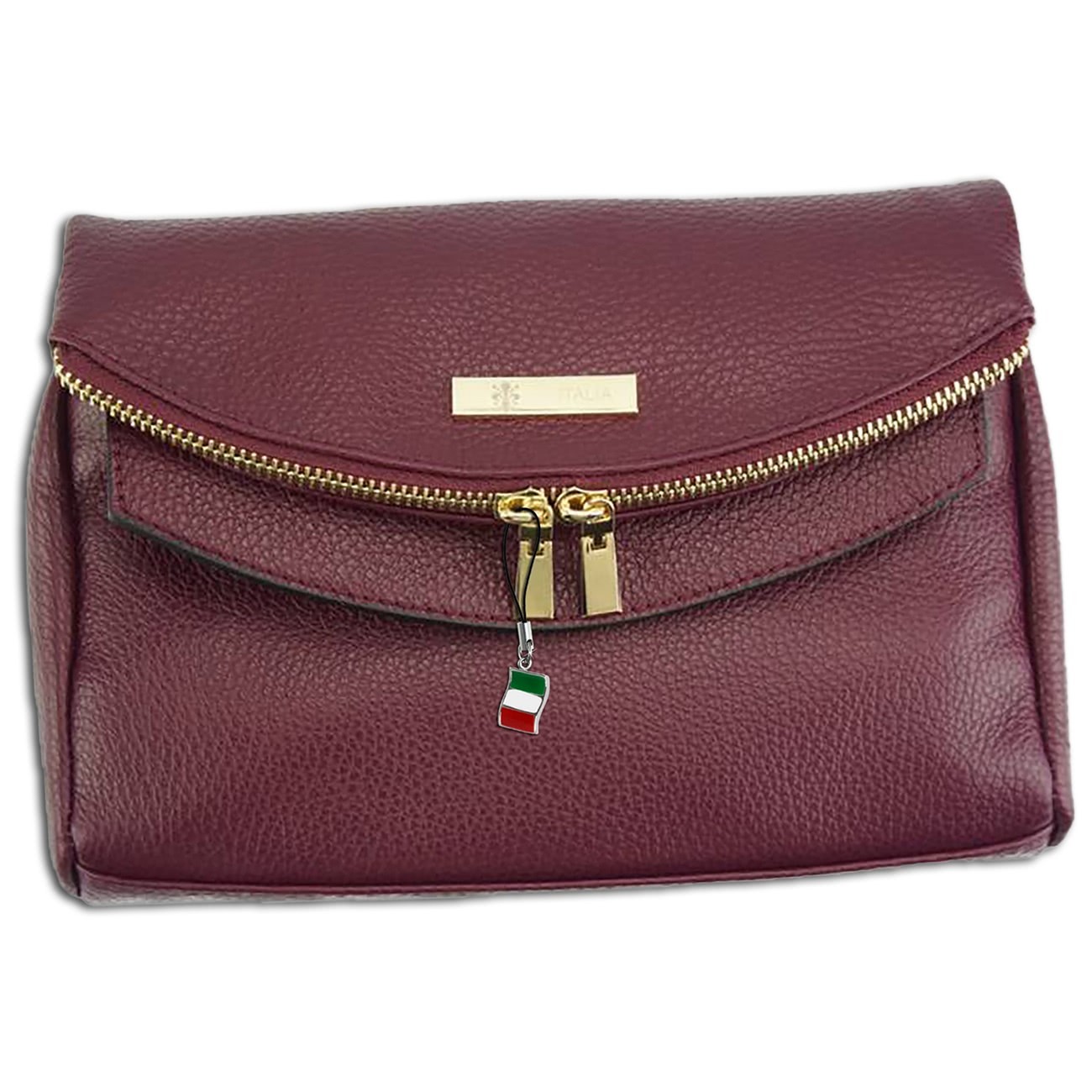 Florence 2in1 Damen Schultertasche Clutch echtes Leder Tasche bordeaux OTF803D