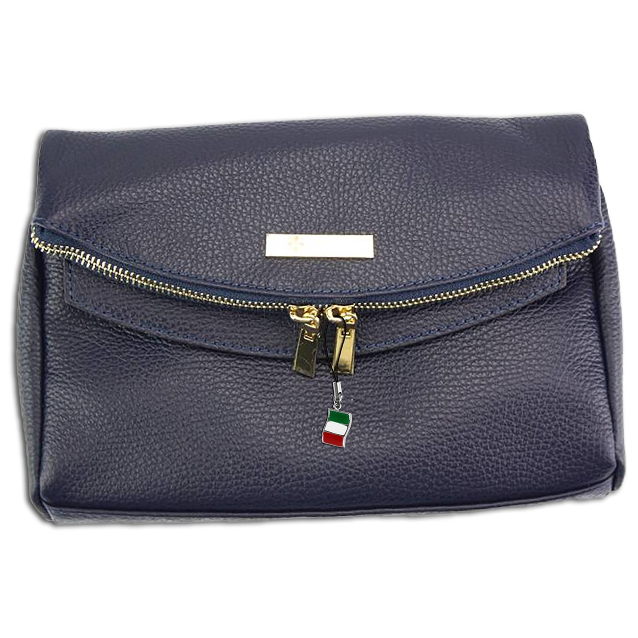 Florence 2in1 Damen Schultertasche Clutch echtes Leder Tasche blau OTF803M