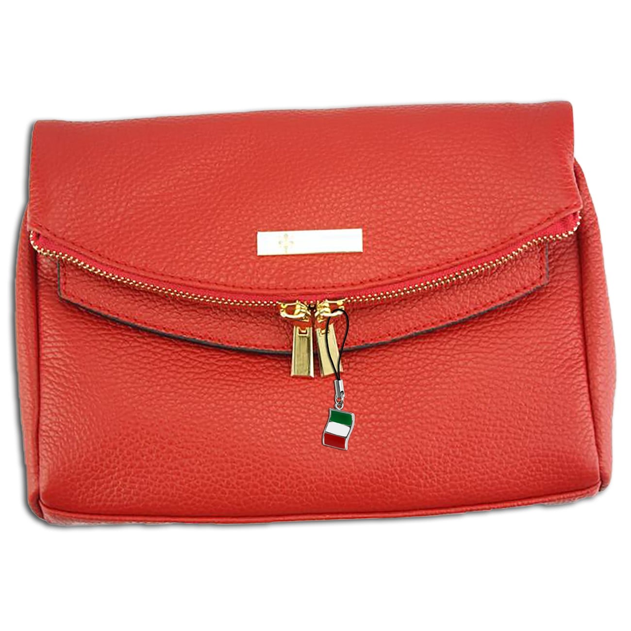 Florence 2in1 Damen Schultertasche Clutch echtes Leder Tasche rot OTF803R