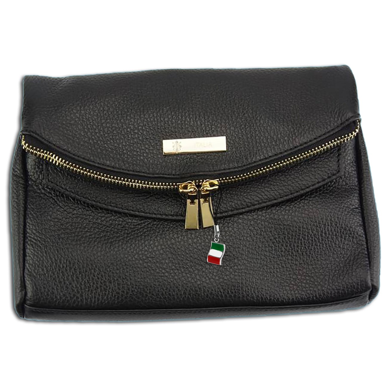 Florence 2in1 Damen Schultertasche Clutch echtes Leder Tasche schwarz OTF803S