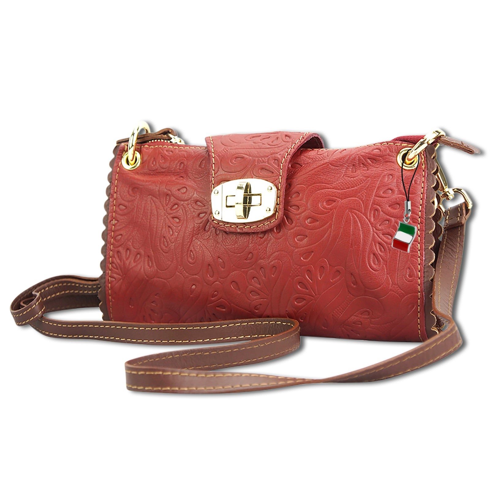 Florence 2in1 Abendtasche Clutch Wristlet Echtleder rot OTF804R
