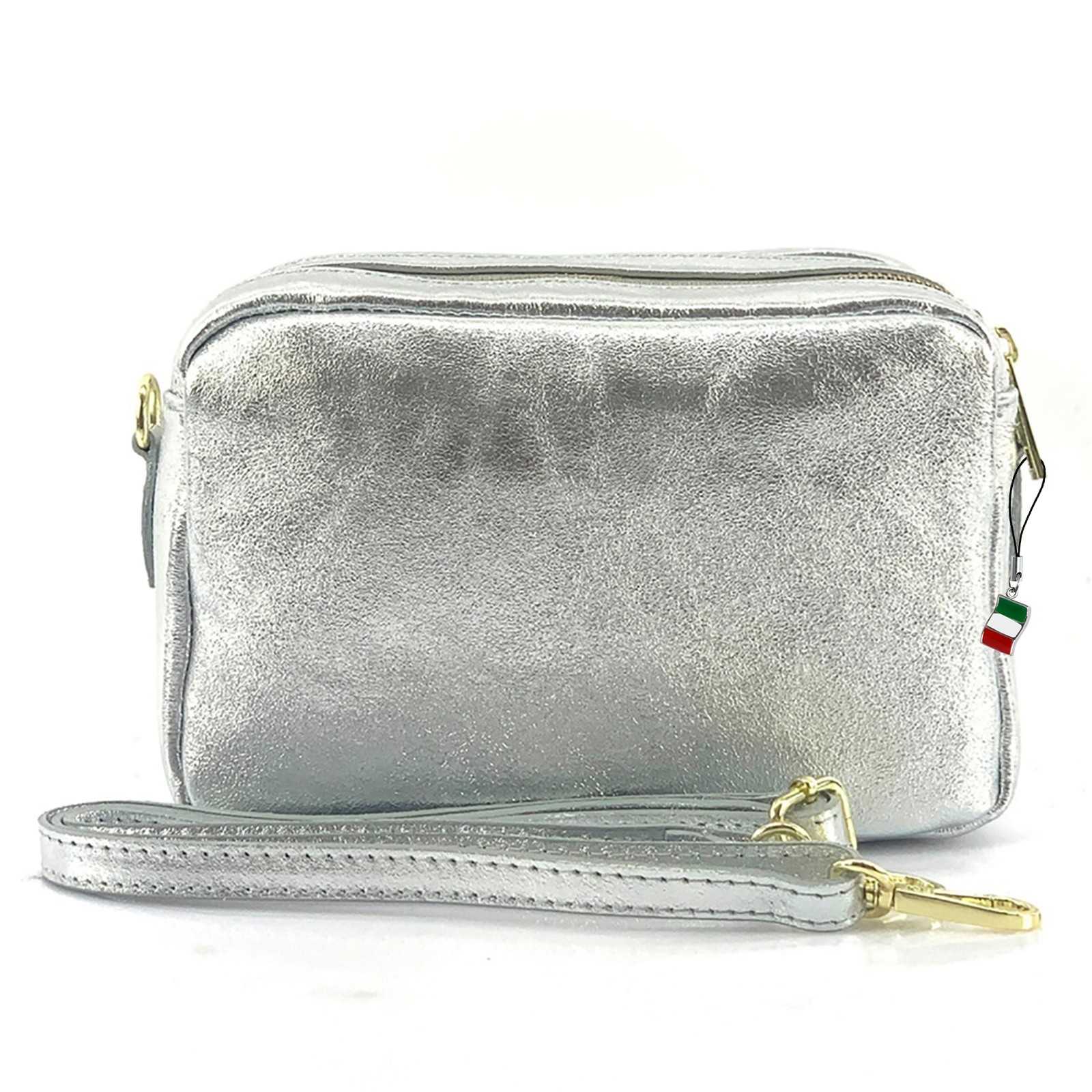 Florence Umhängetasche Damen Tasche Schultertasche Echtleder silber OTF809J