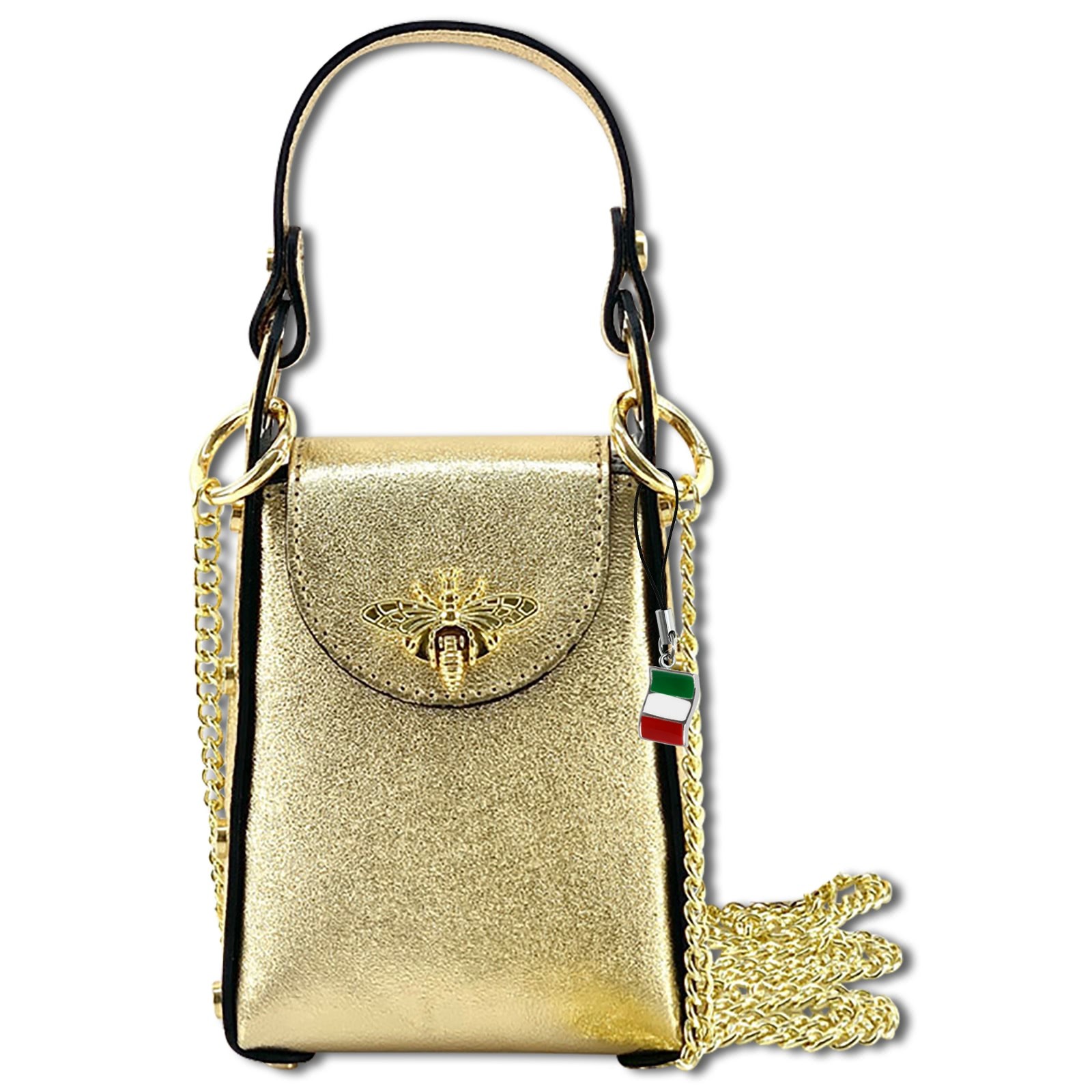 Florence Umhängetasche Biene Damen Handtasche Echtleder gold metallic OTF813Z