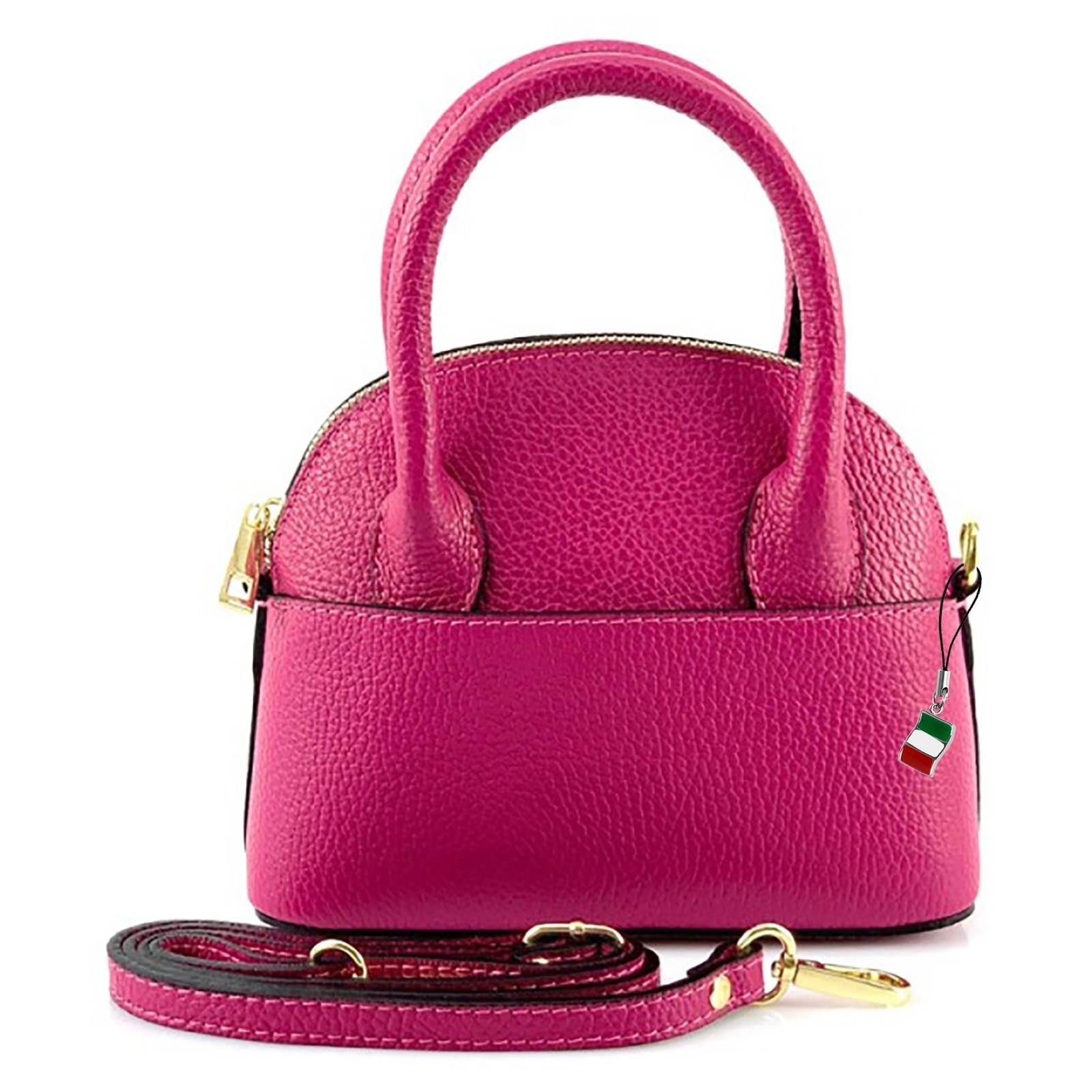 Florence Umhängetasche Damen Handtasche Bowlingtasche Echtleder fuchsia OTF814P