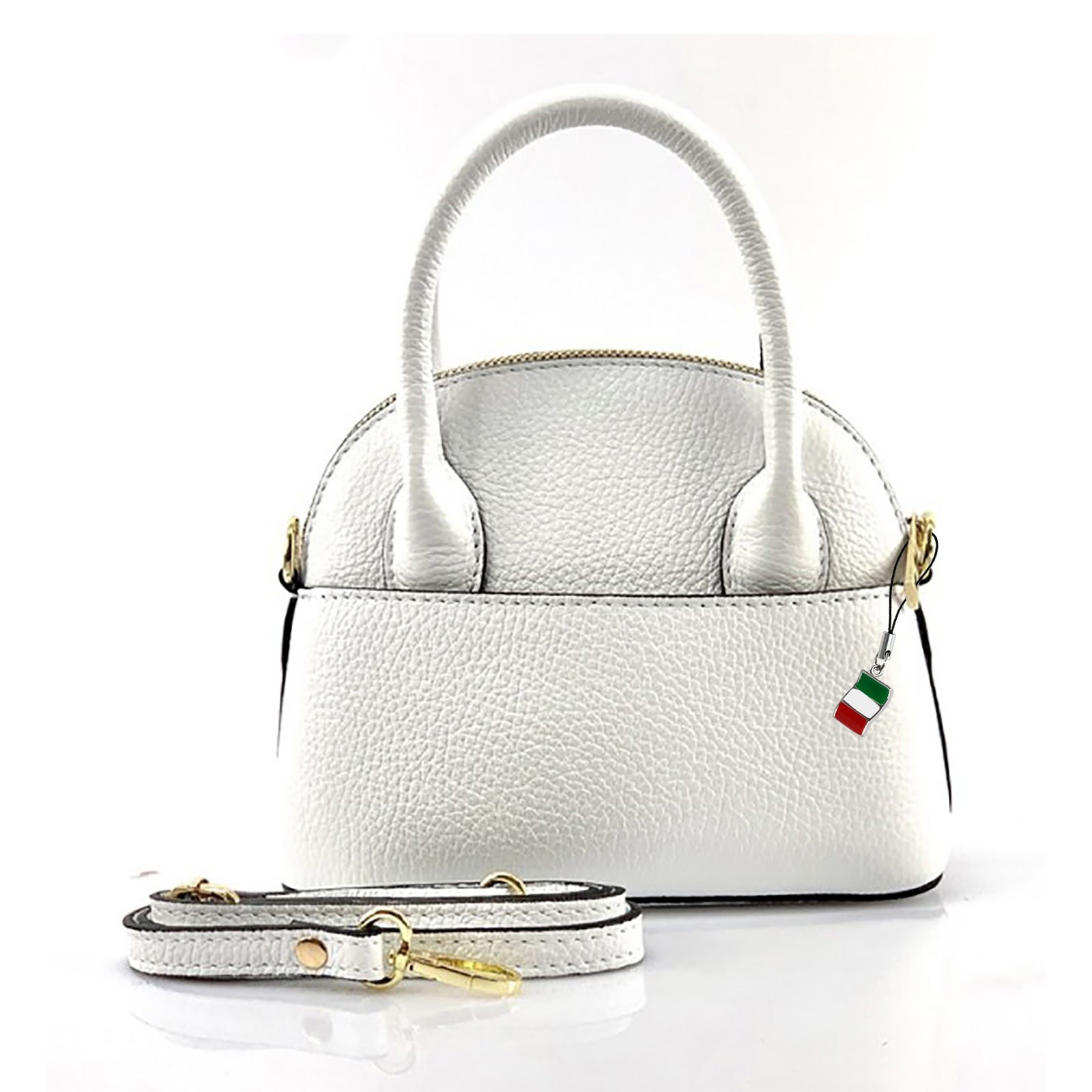 Florence Damen Handtasche Bowlingtasche Echtleder weiß OTF814W