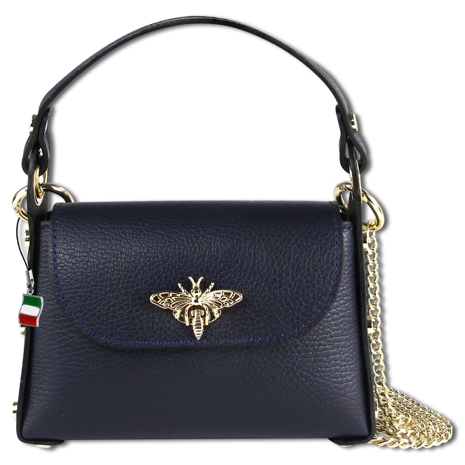 Florence Biene Damen Handtasche Echtleder dunkelblau OTF817B