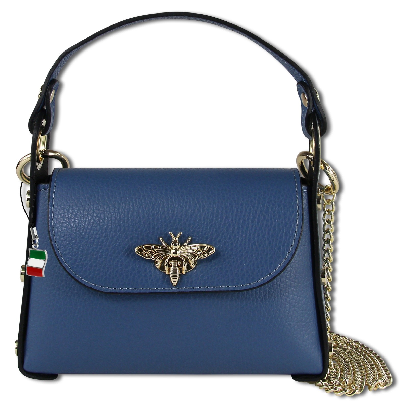 Florence Biene Damen Handtasche Echtleder jeansblau OTF817F
