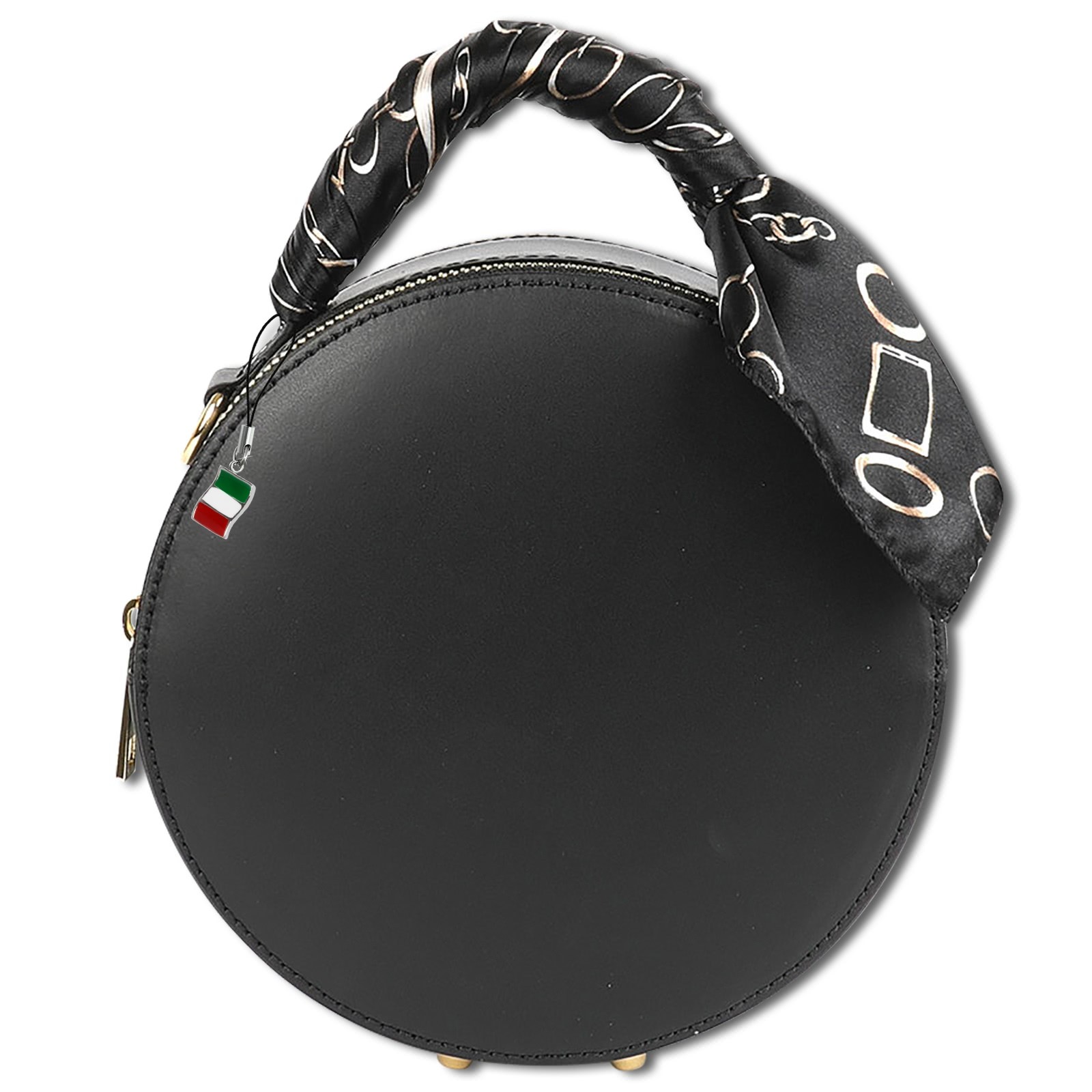 Florence runde Damen echtes Leder Handtasche schwarz OTF819S