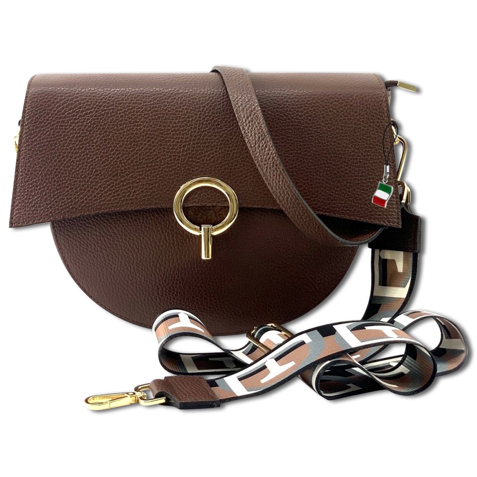 Florence Satteltasche Echtleder Damen dunkelbraun OTF824N
