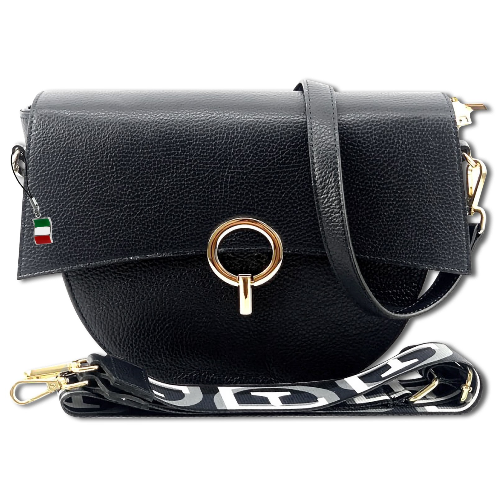 Florence Satteltasche Echtleder Damen schwarz OTF824S