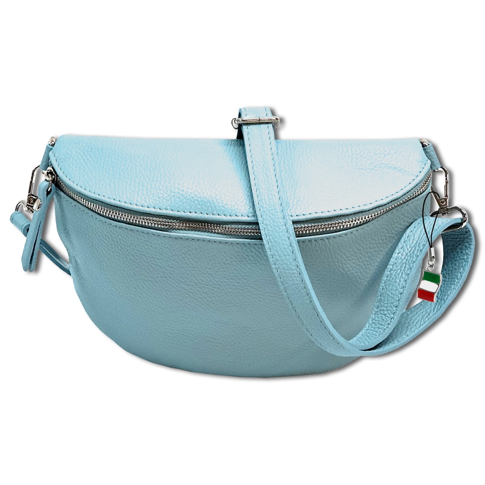 Florence Echtleder Bauchtasche groß Damen hellblau Jugend OTF825H